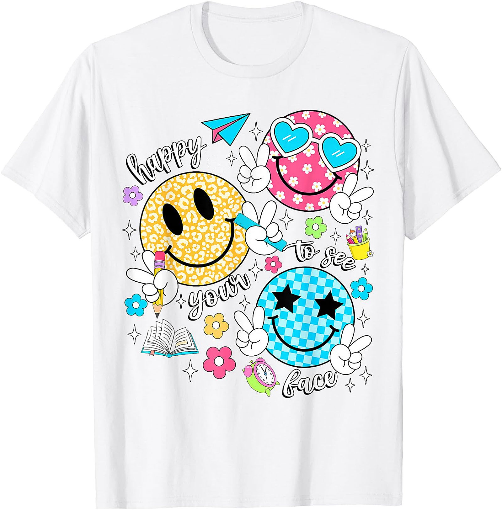 Happy to See Your Face Teacher T-Shirt | Back to School Tee