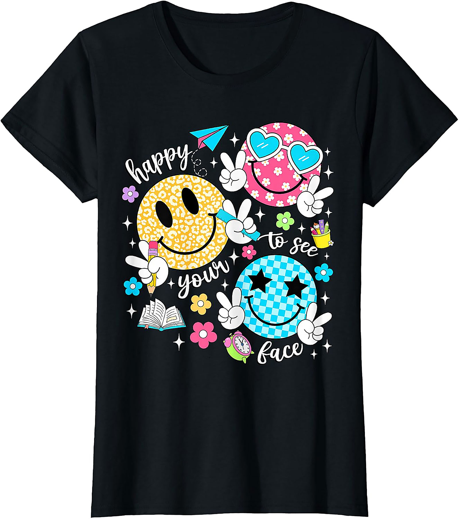 Happy to See Your Face Teacher T-Shirt | Back to School Tee