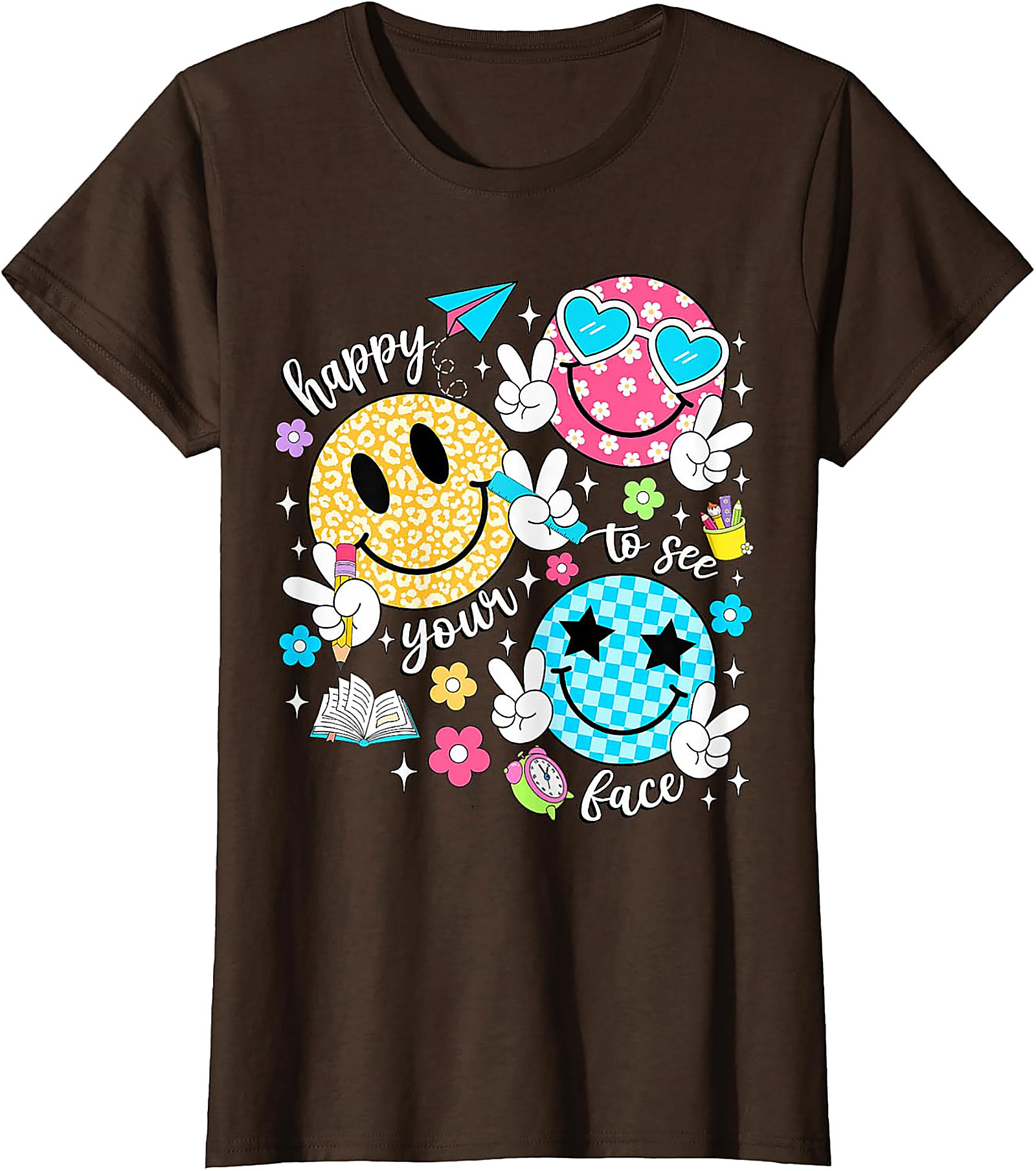 Happy to See Your Face Teacher T-Shirt | Back to School Tee
