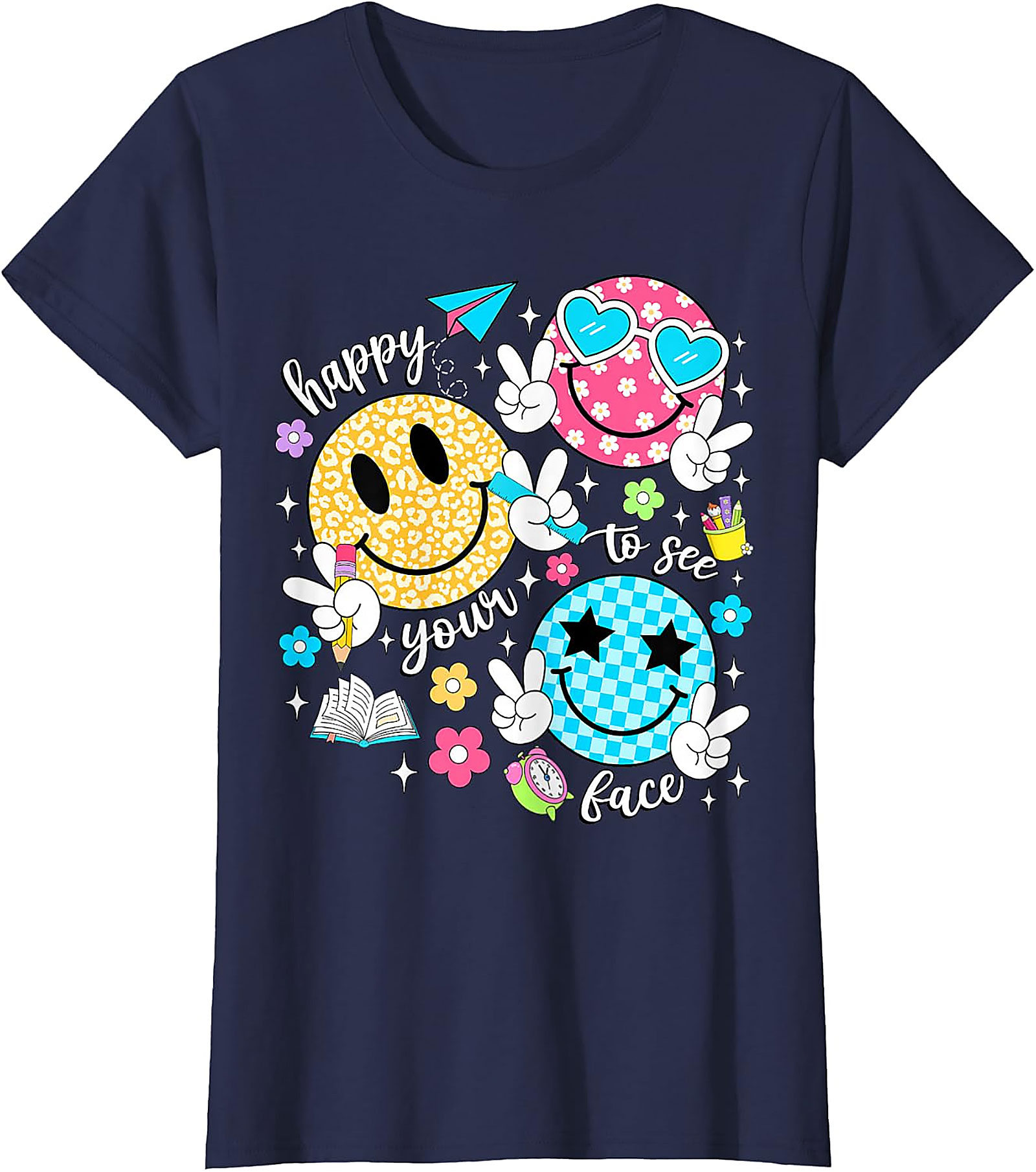 Happy to See Your Face Teacher T-Shirt | Back to School Tee