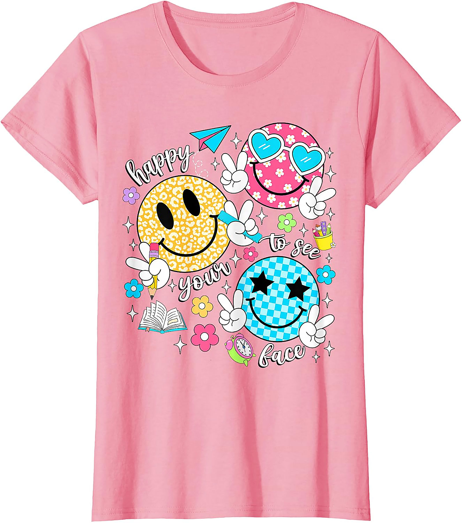 Happy to See Your Face Teacher T-Shirt | Back to School Tee