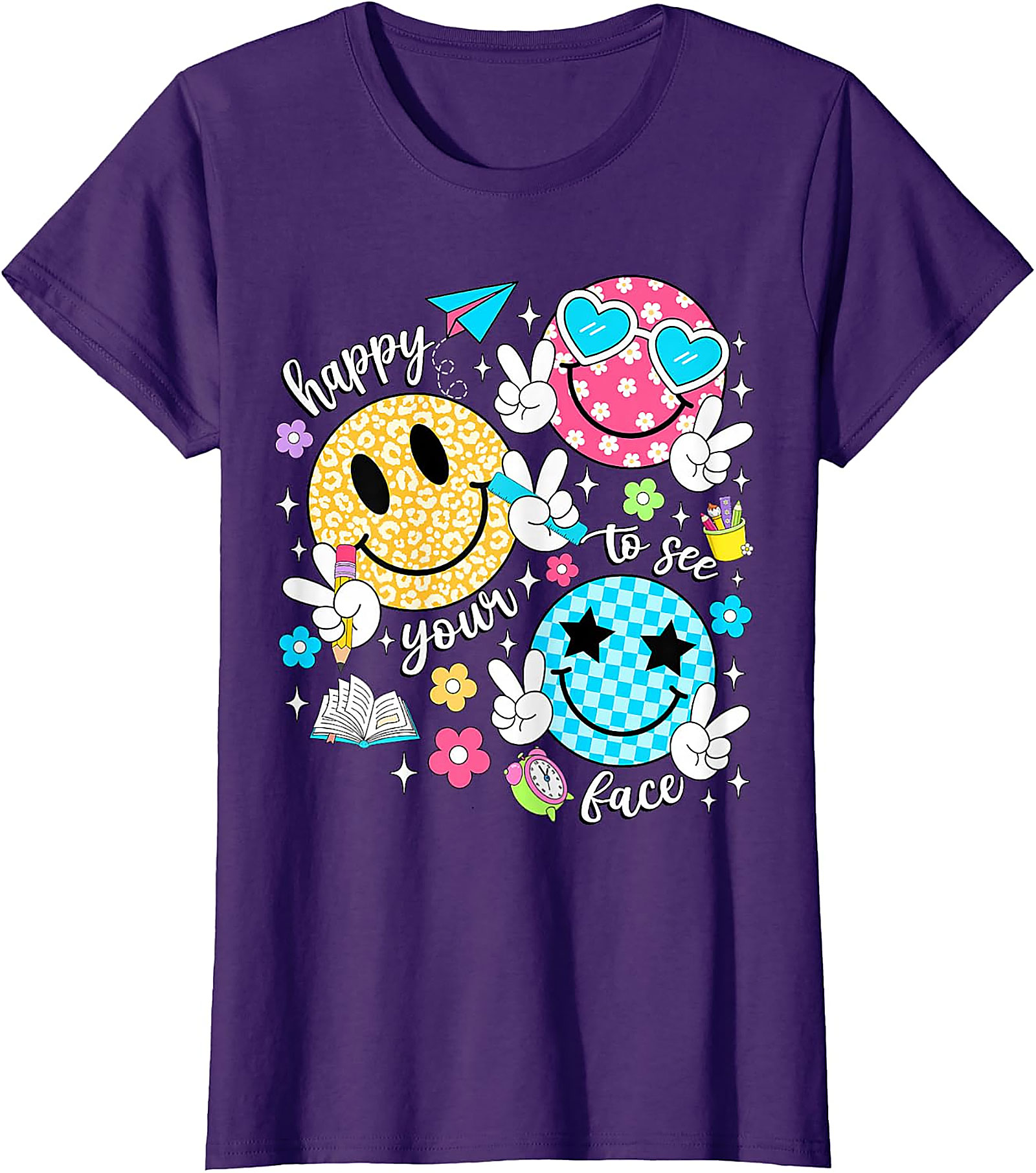 Happy to See Your Face Teacher T-Shirt | Back to School Tee