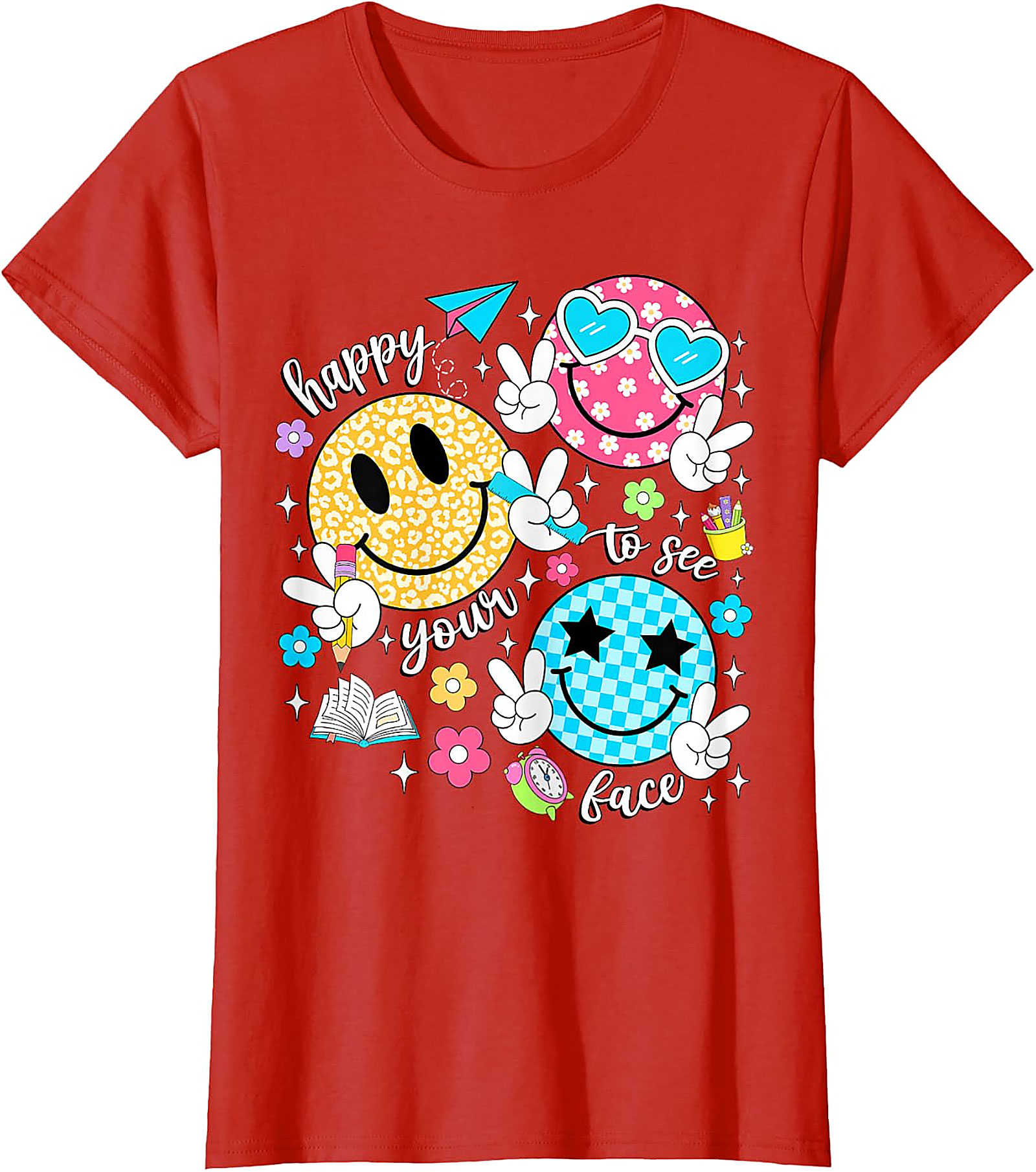 Happy to See Your Face Teacher T-Shirt | Back to School Tee