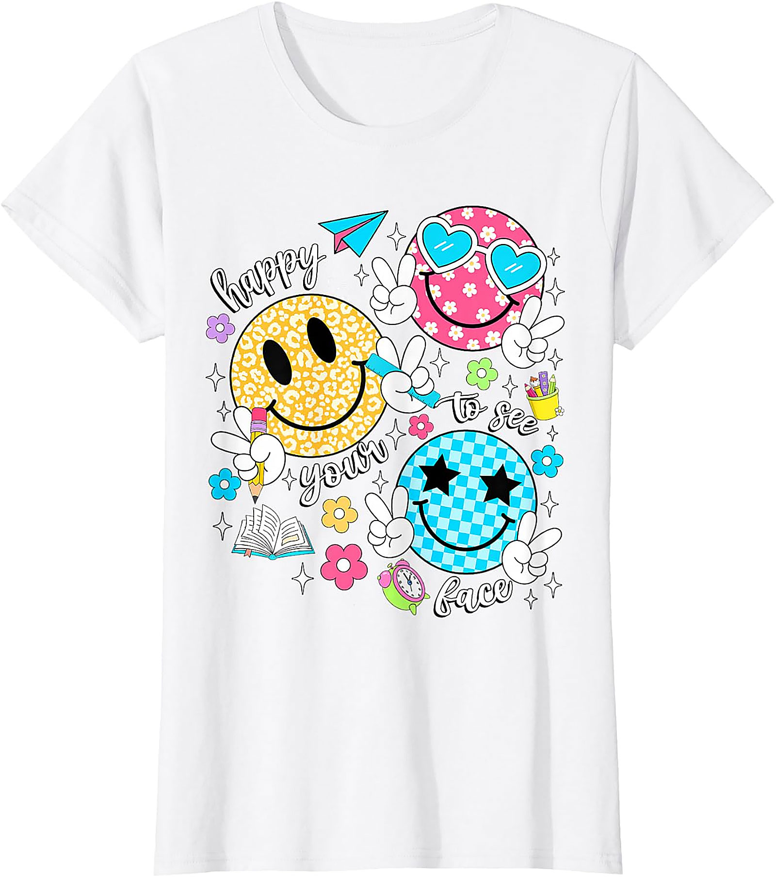 Happy to See Your Face Teacher T-Shirt | Back to School Tee