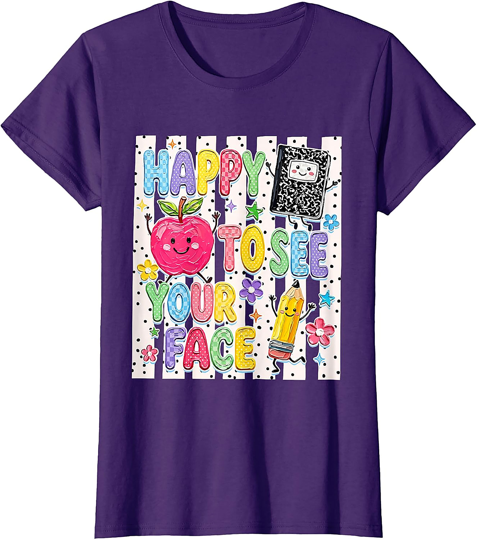 Happy to See Your Face Teacher T-Shirt | Back to School Tee