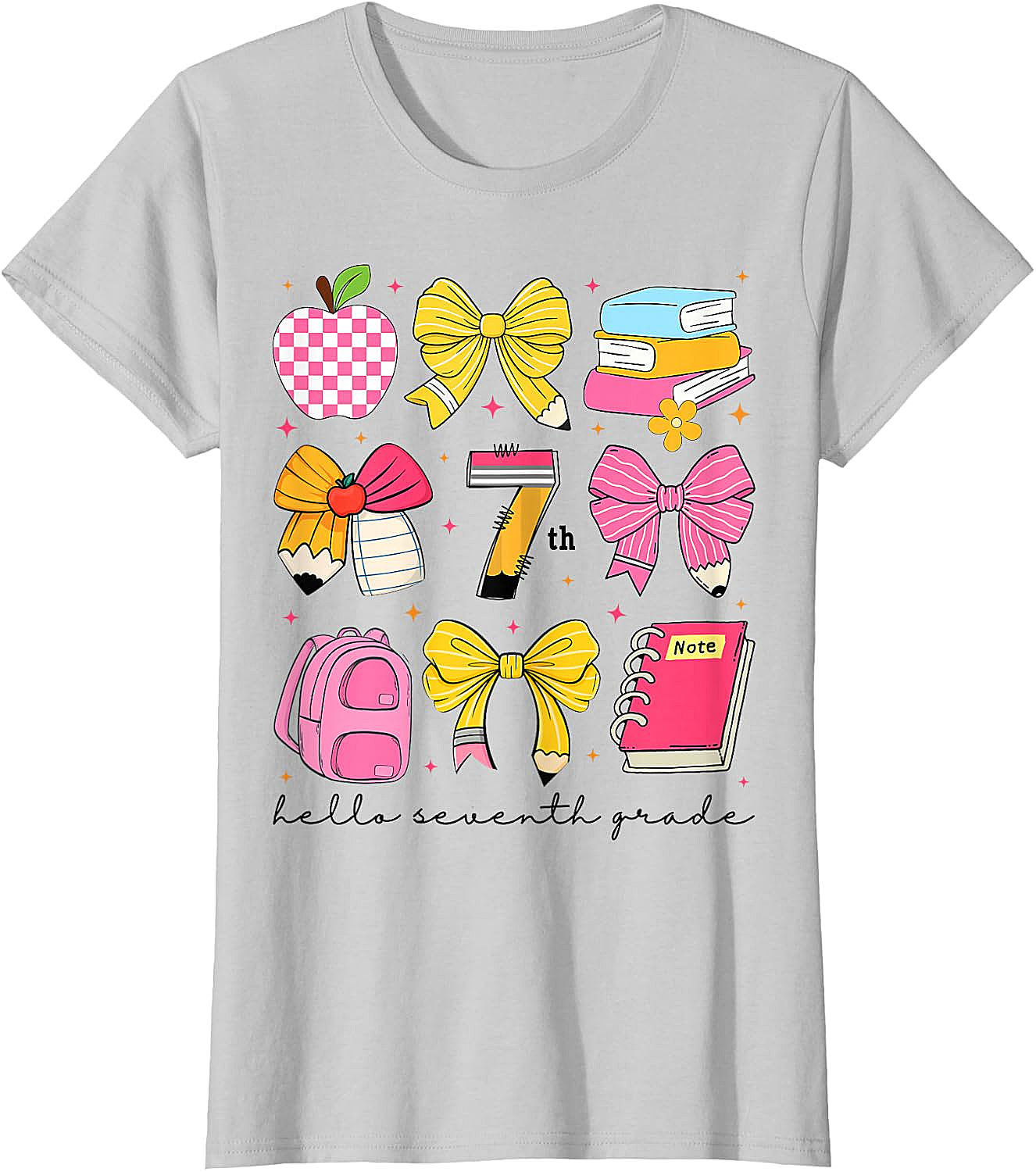 Hello 7th Grade Back to School Coquette Bow Girls T-Shirt