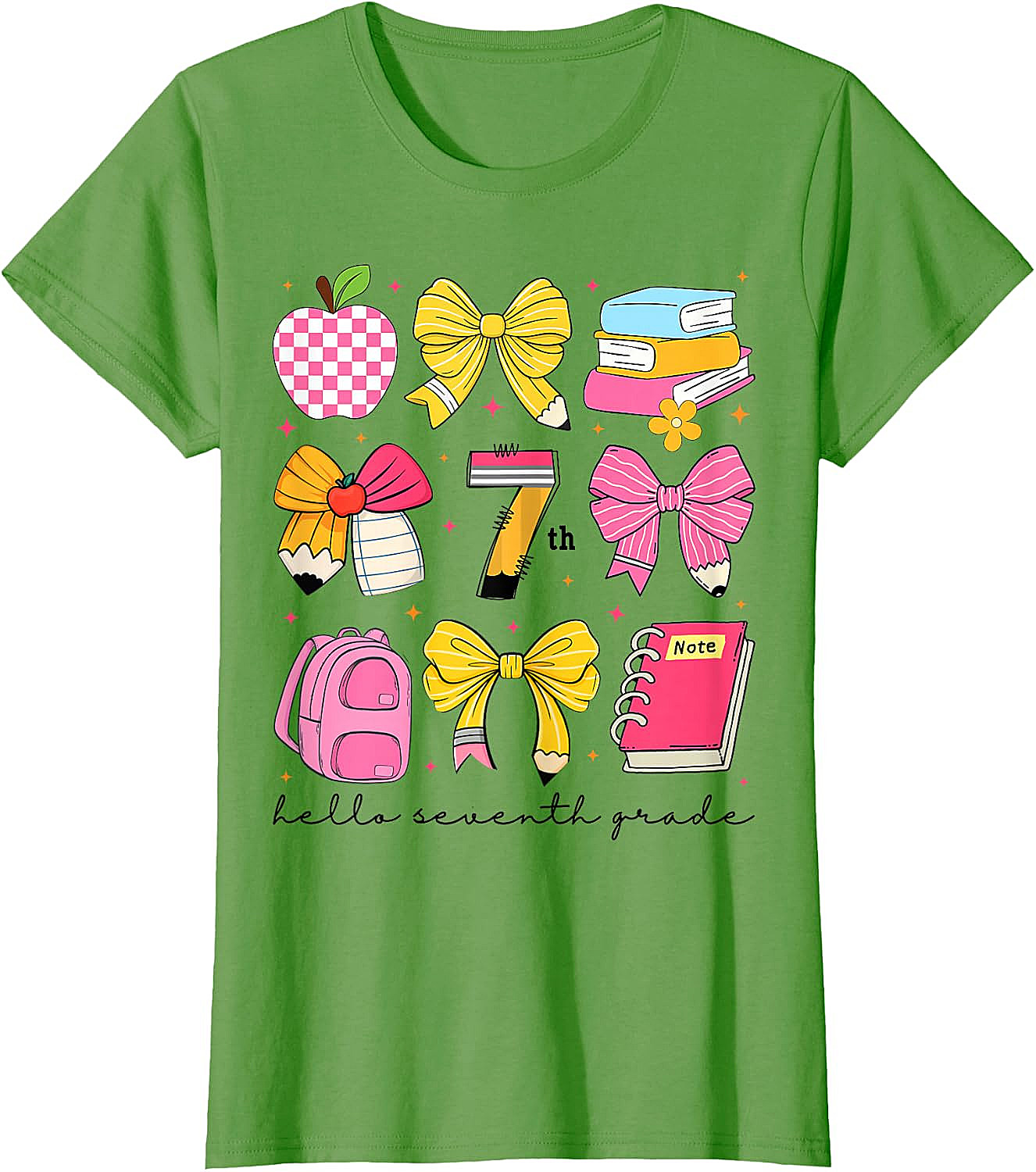 Hello 7th Grade Back to School Coquette Bow Girls T-Shirt