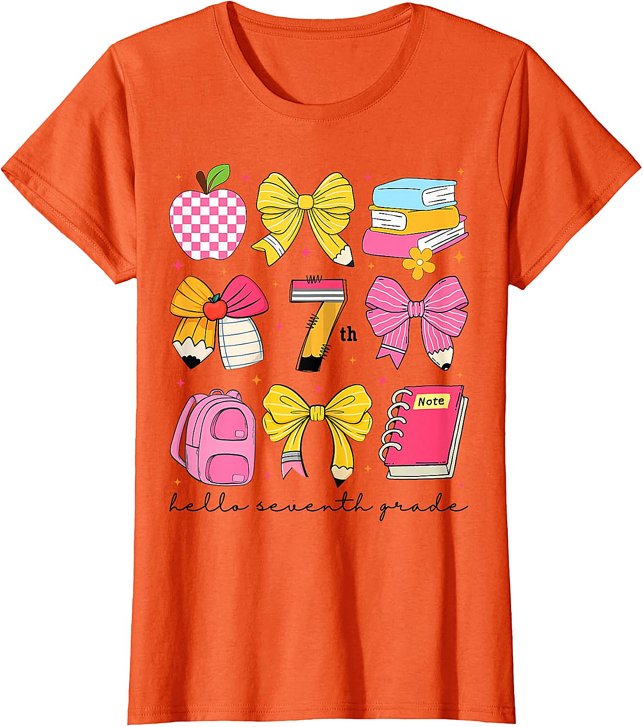 Hello 7th Grade Back to School Coquette Bow Girls T-Shirt