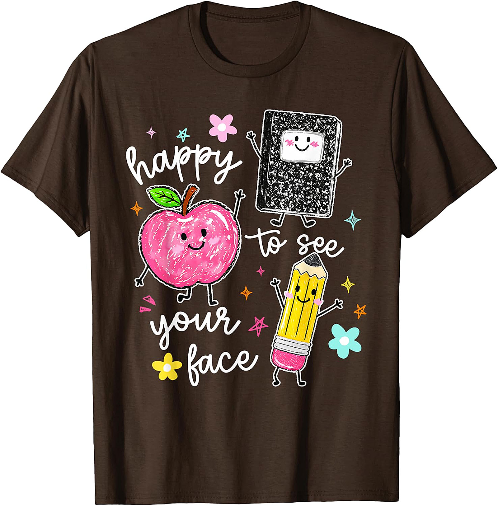 Happy To See Your Face Teacher T-Shirt | Cute School Tee