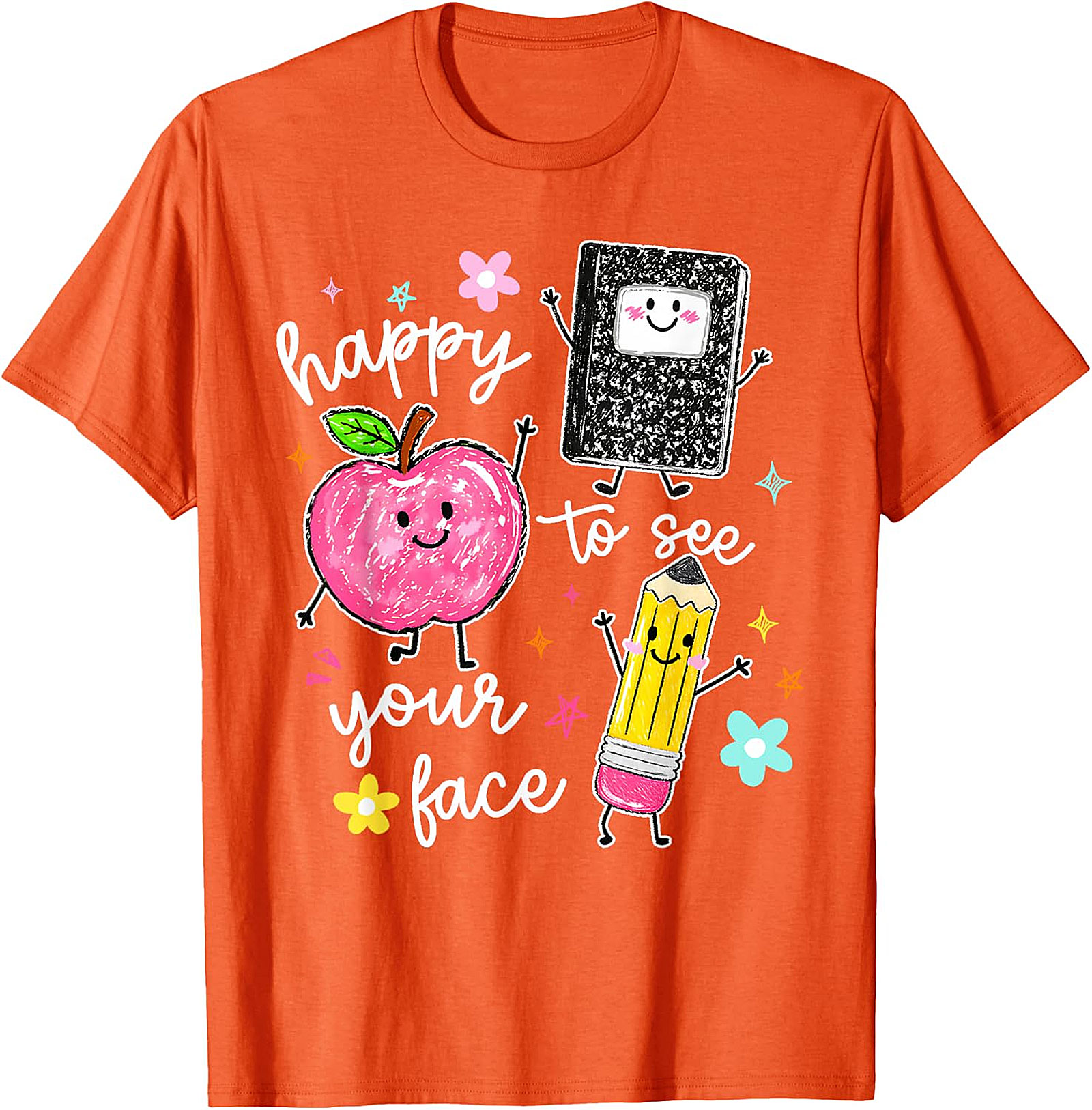 Happy To See Your Face Teacher T-Shirt | Cute School Tee