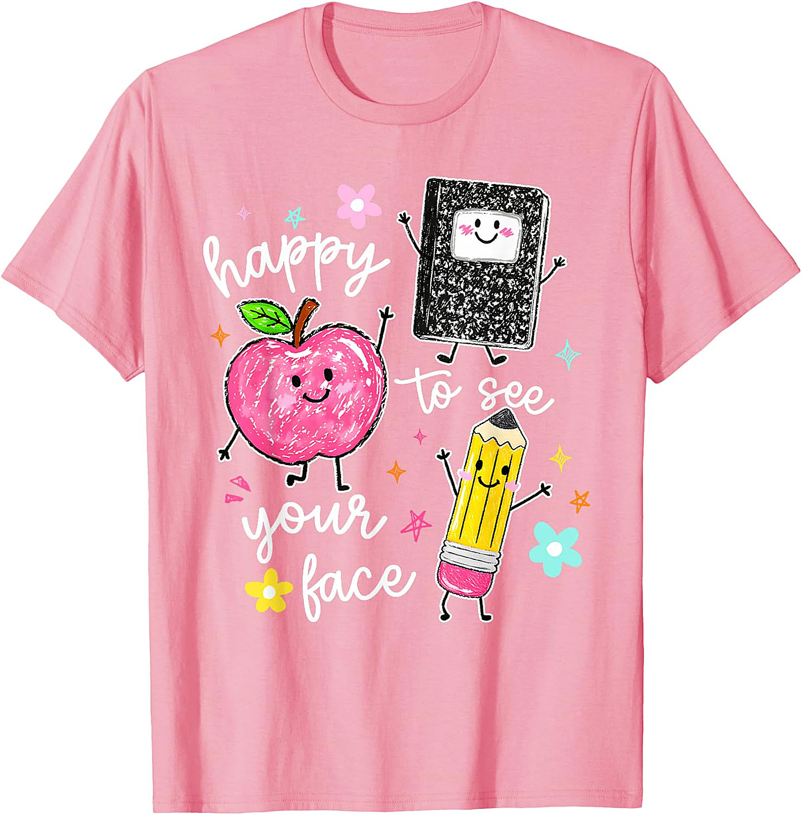 Happy To See Your Face Teacher T-Shirt | Cute School Tee