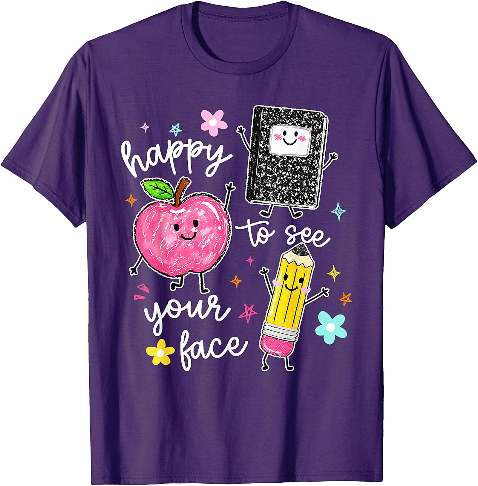 Happy To See Your Face Teacher T-Shirt | Cute School Tee