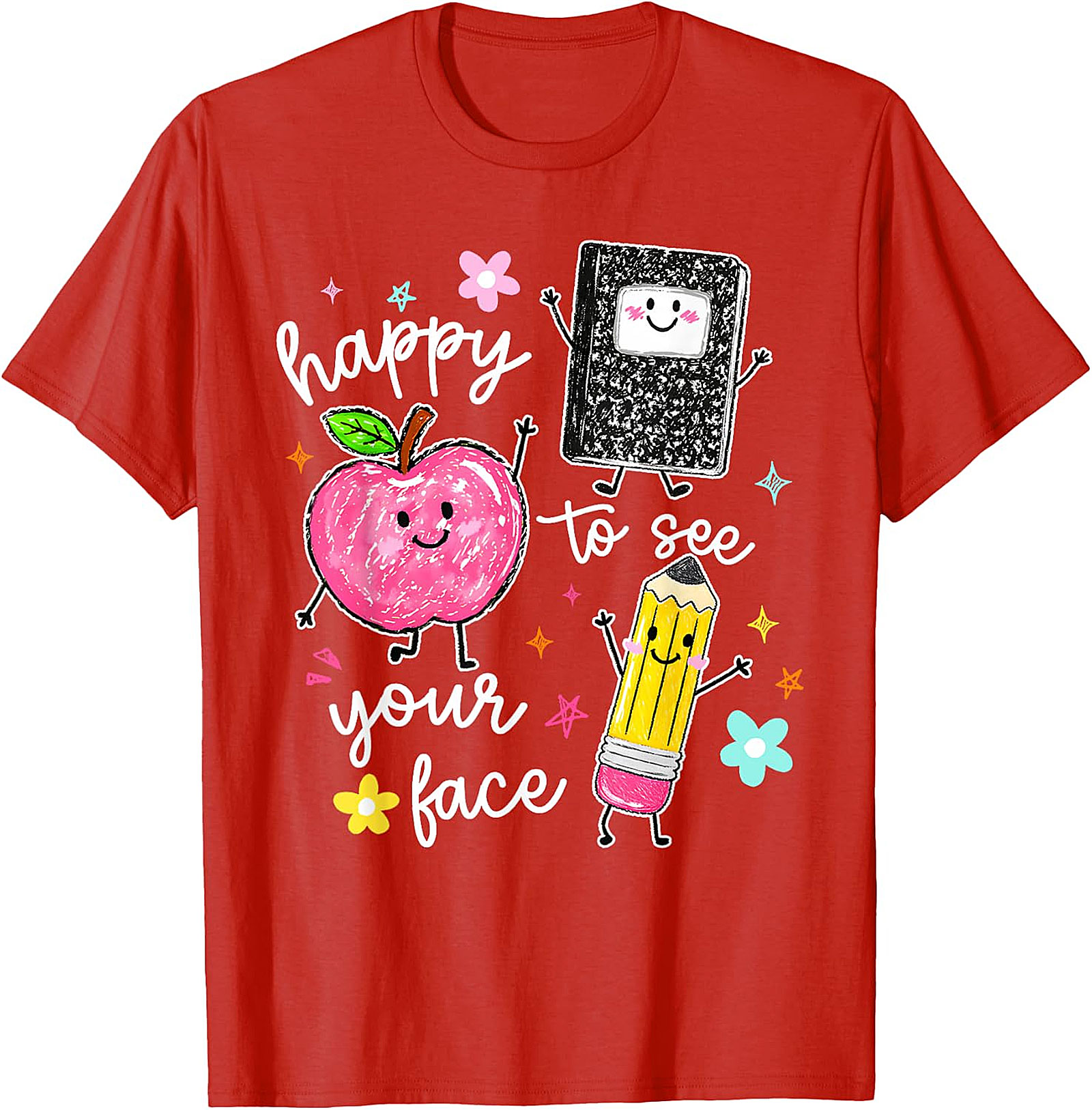 Happy To See Your Face Teacher T-Shirt | Cute School Tee