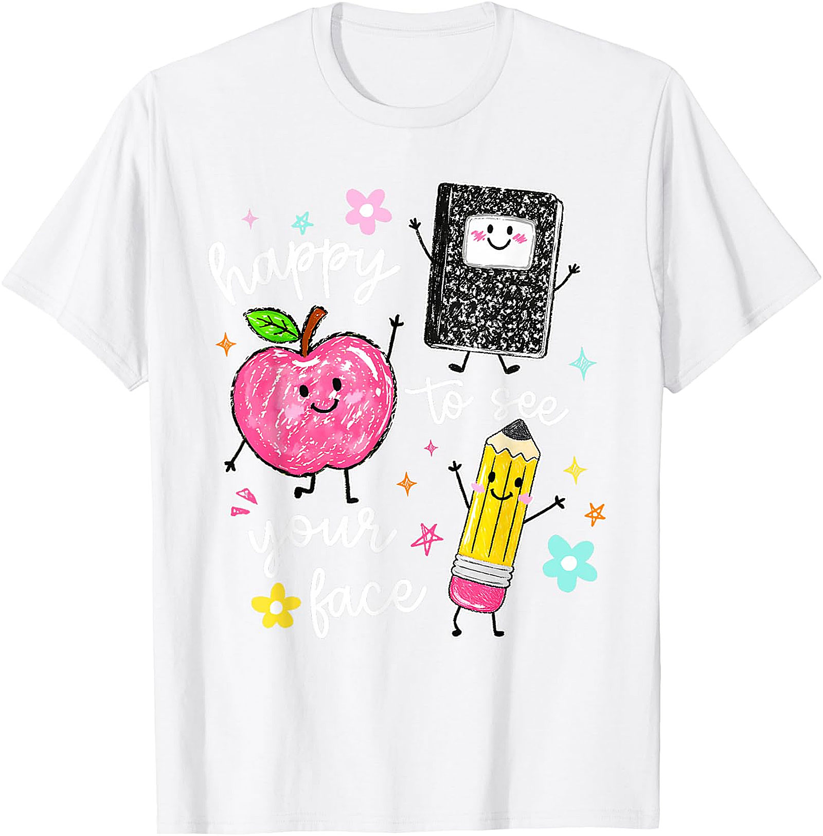 Happy To See Your Face Teacher T-Shirt | Cute School Tee