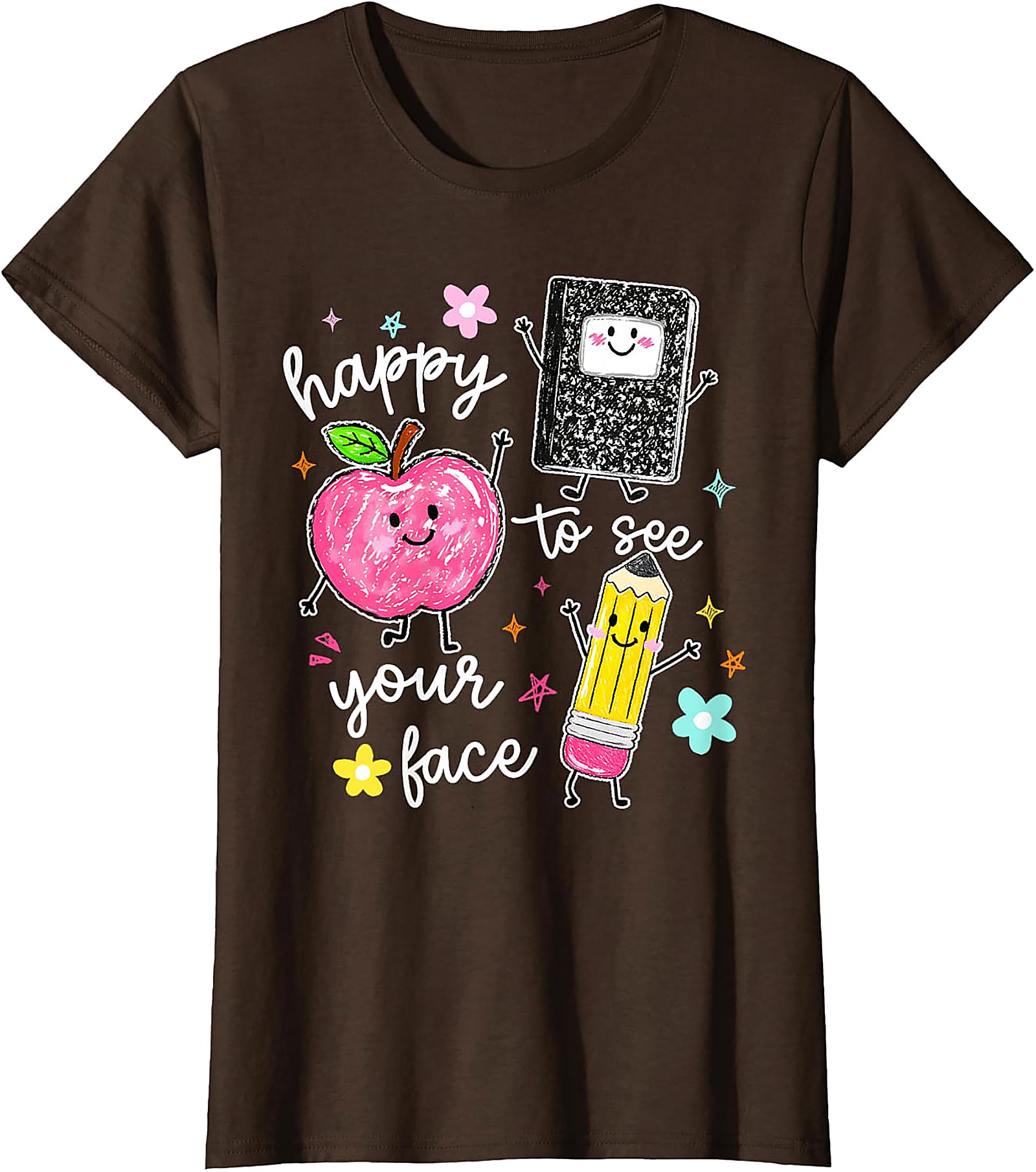 Happy To See Your Face Teacher T-Shirt | Cute School Tee