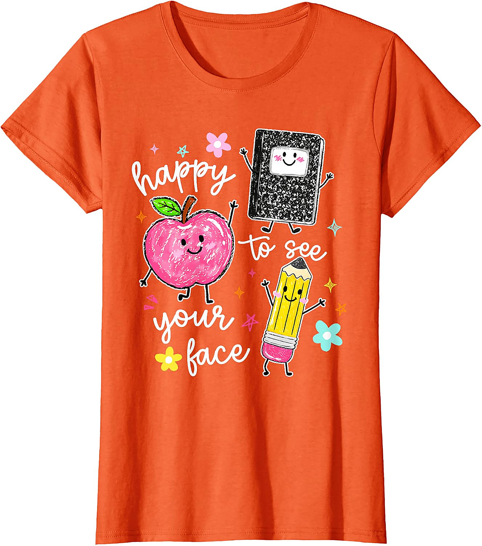 Happy To See Your Face Teacher T-Shirt | Cute School Tee