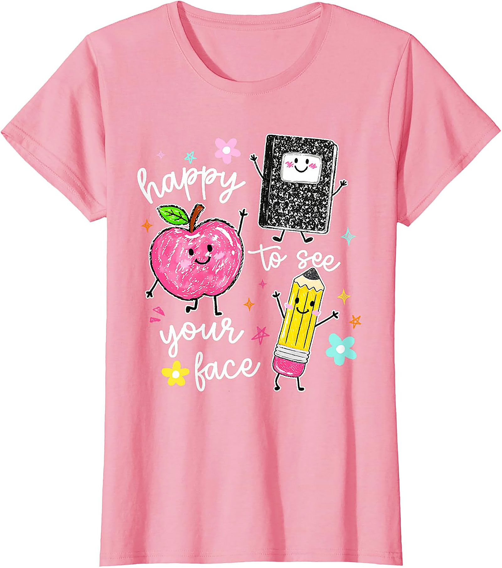 Happy To See Your Face Teacher T-Shirt | Cute School Tee