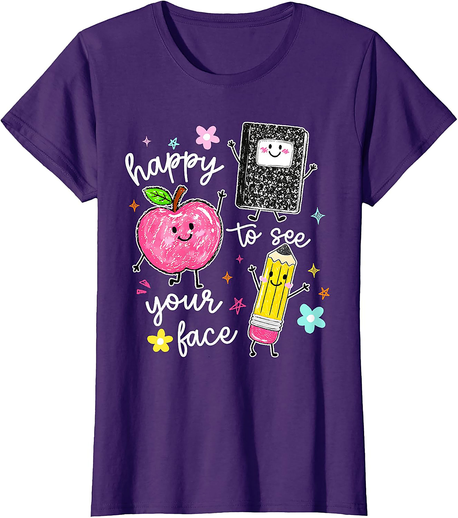 Happy To See Your Face Teacher T-Shirt | Cute School Tee