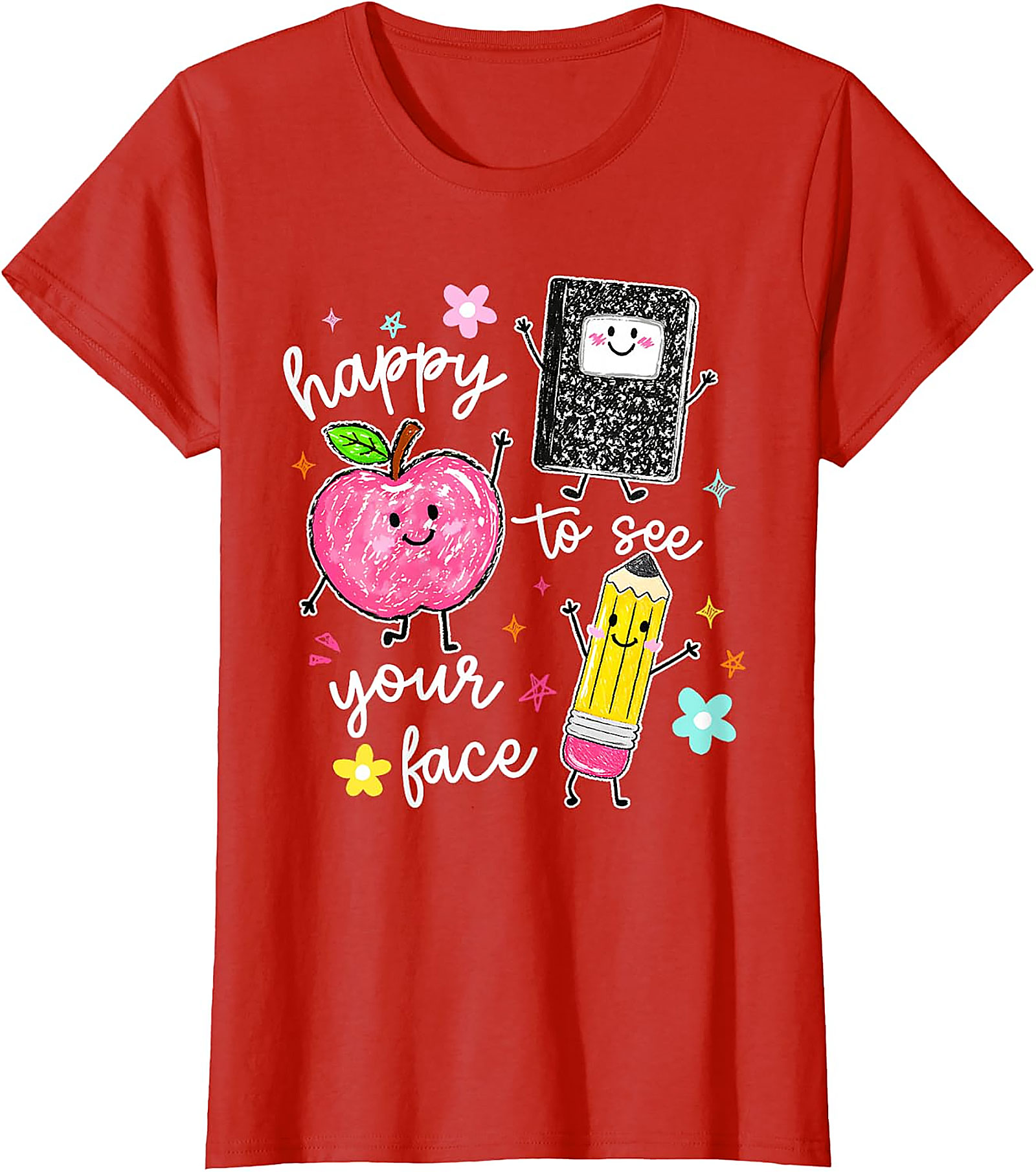 Happy To See Your Face Teacher T-Shirt | Cute School Tee