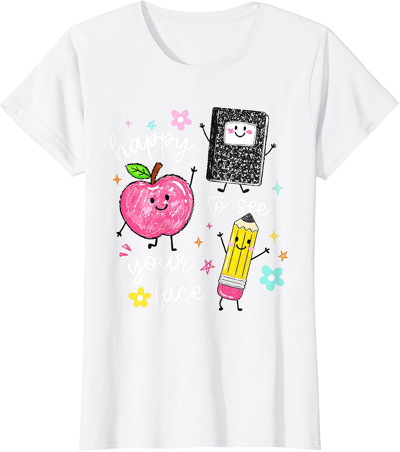 Happy To See Your Face Teacher T-Shirt | Cute School Tee