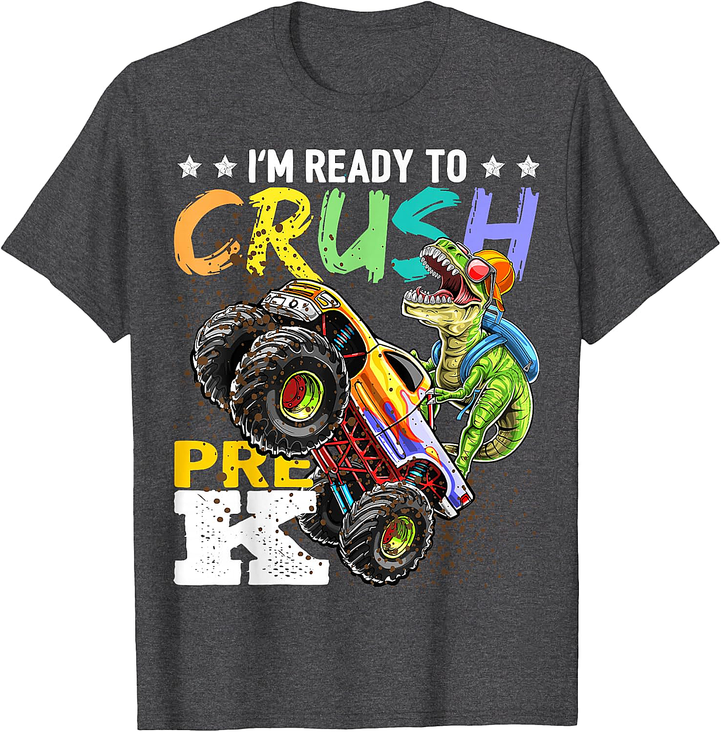Crush Pre-K Dinosaur Monster Truck T-Shirt - Boys Back to School