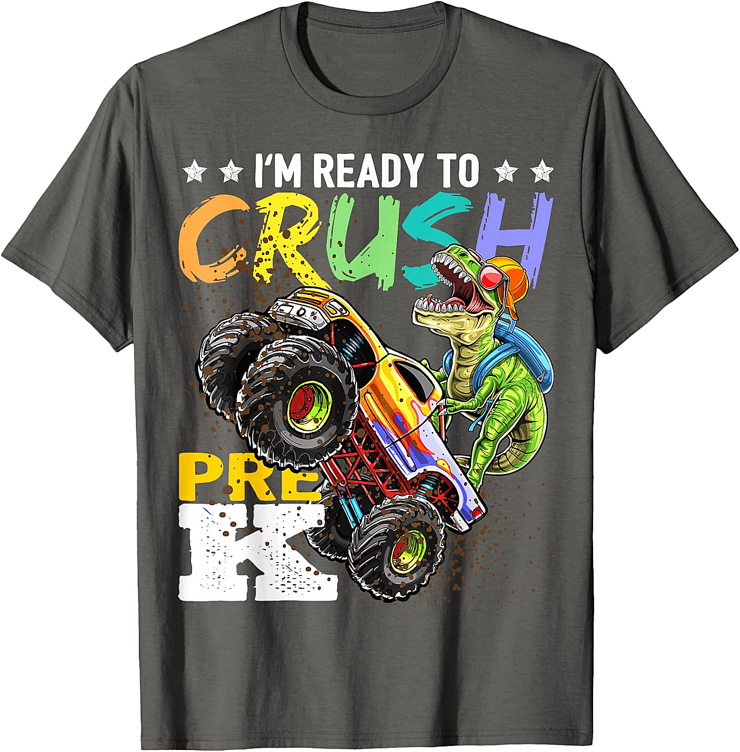 Crush Pre-K Dinosaur Monster Truck T-Shirt - Boys Back to School