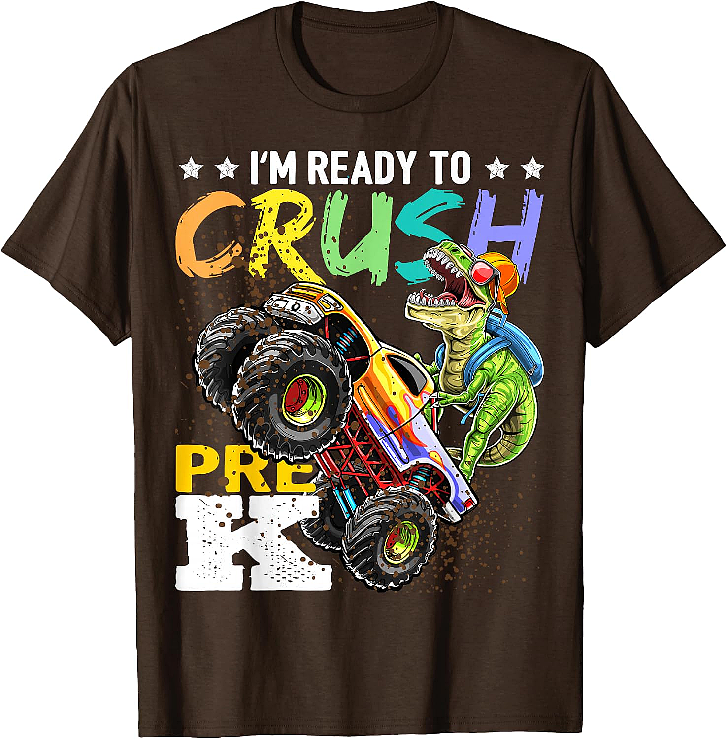 Crush Pre-K Dinosaur Monster Truck T-Shirt - Boys Back to School