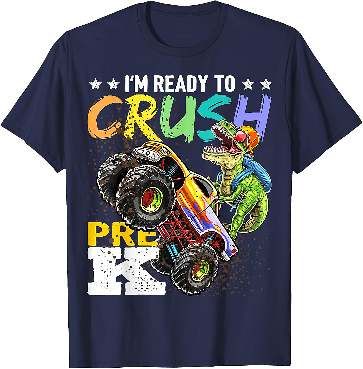 Crush Pre-K Dinosaur Monster Truck T-Shirt - Boys Back to School