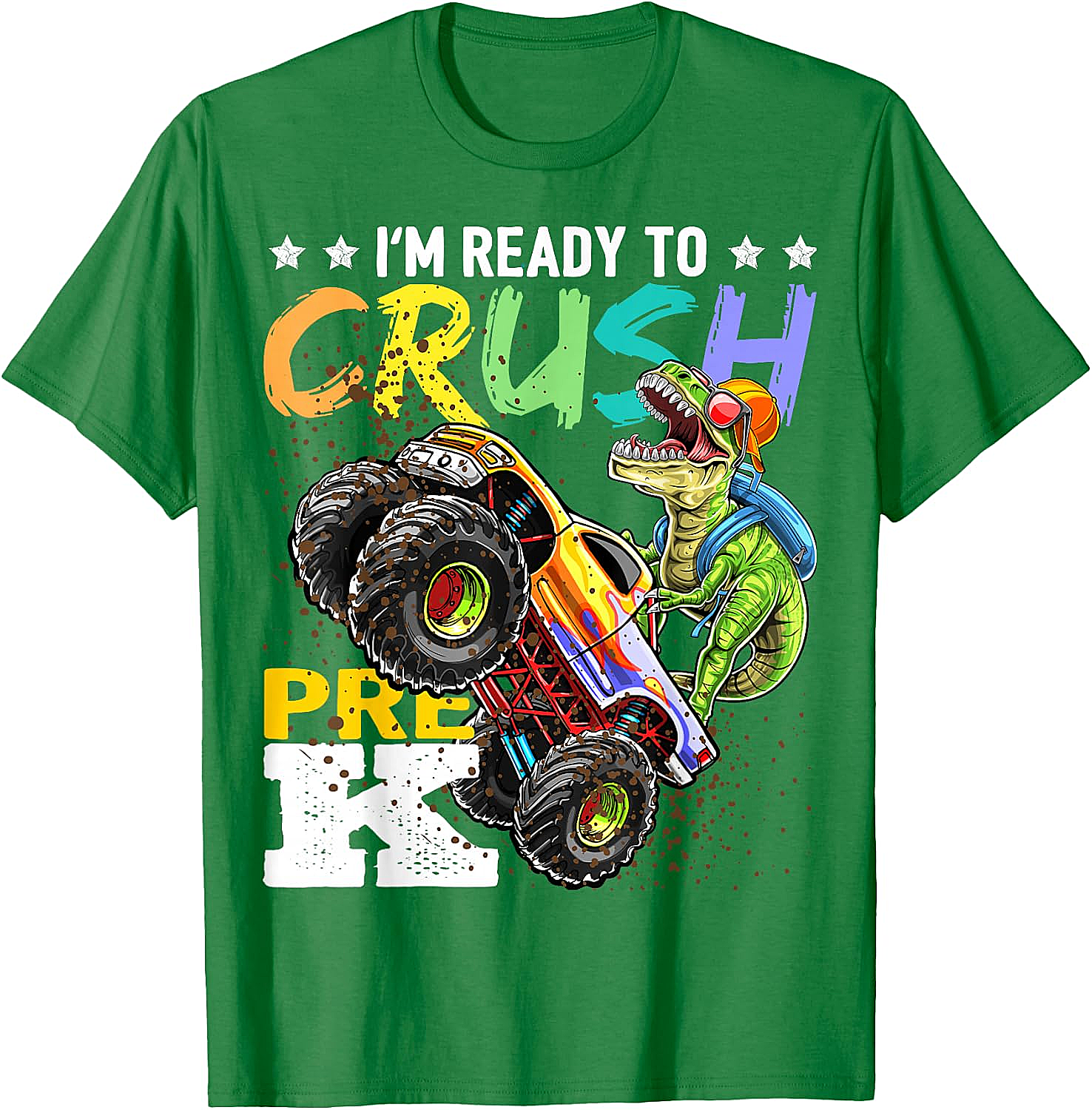 Crush Pre-K Dinosaur Monster Truck T-Shirt - Boys Back to School