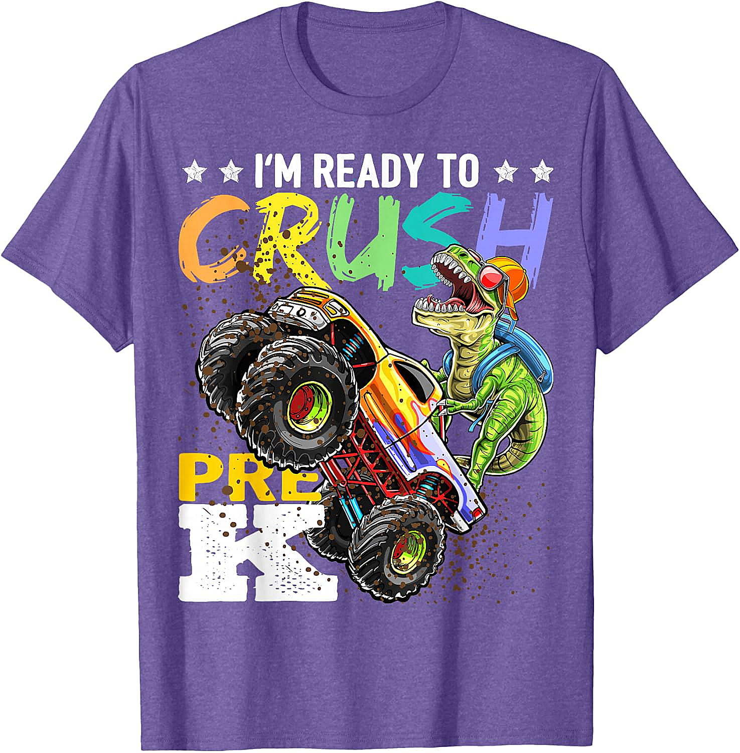 Crush Pre-K Dinosaur Monster Truck T-Shirt - Boys Back to School