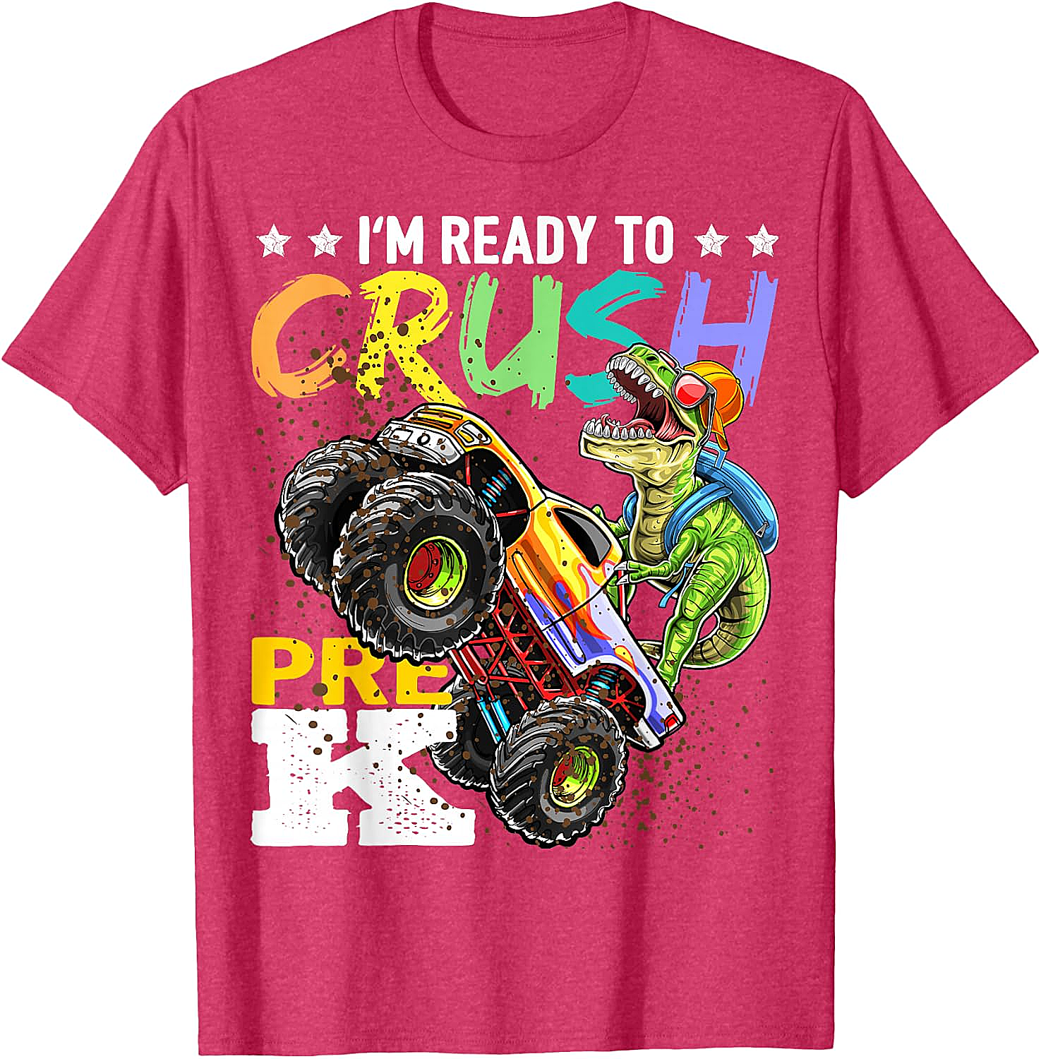 Crush Pre-K Dinosaur Monster Truck T-Shirt - Boys Back to School
