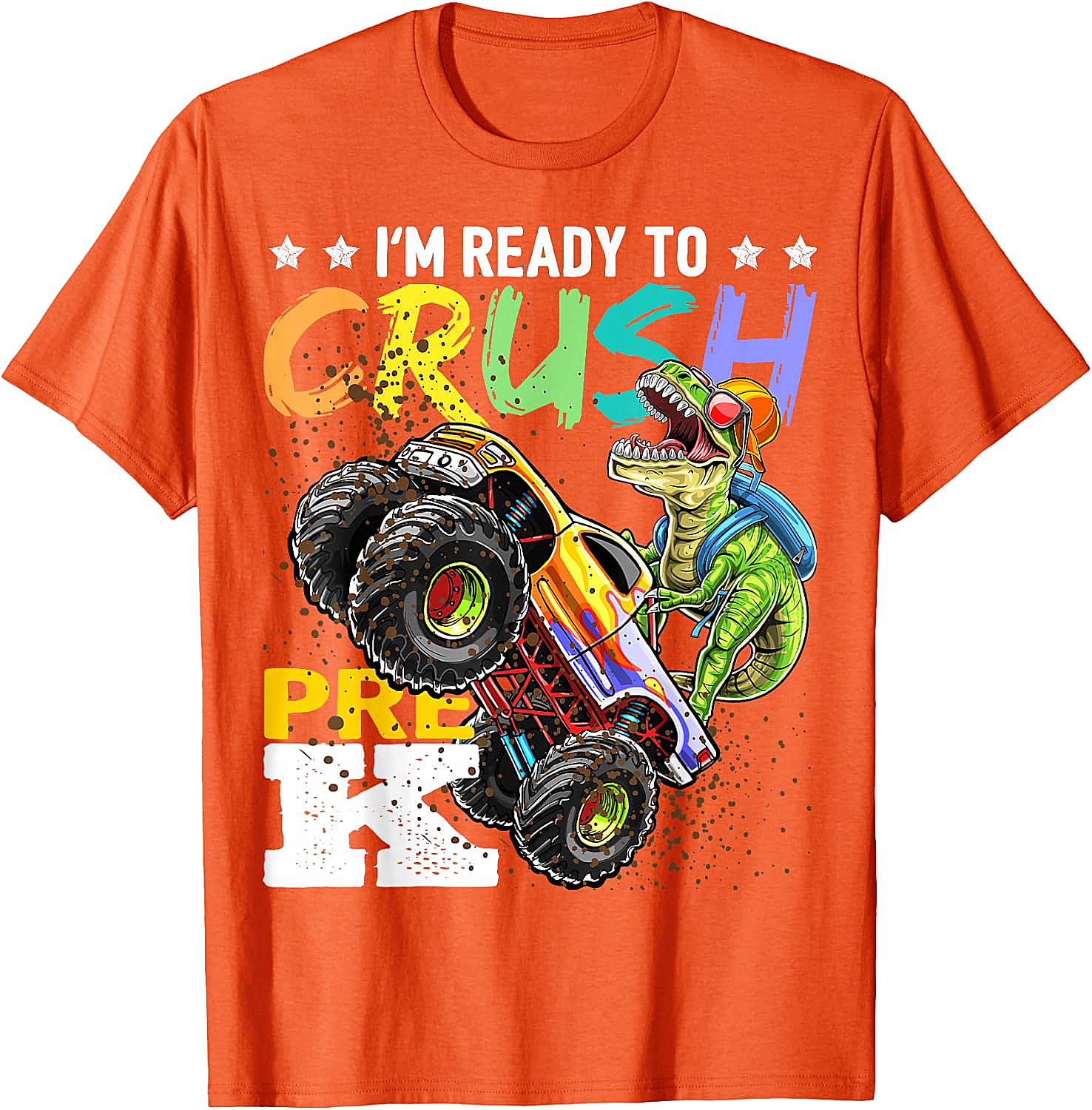 Crush Pre-K Dinosaur Monster Truck T-Shirt - Boys Back to School