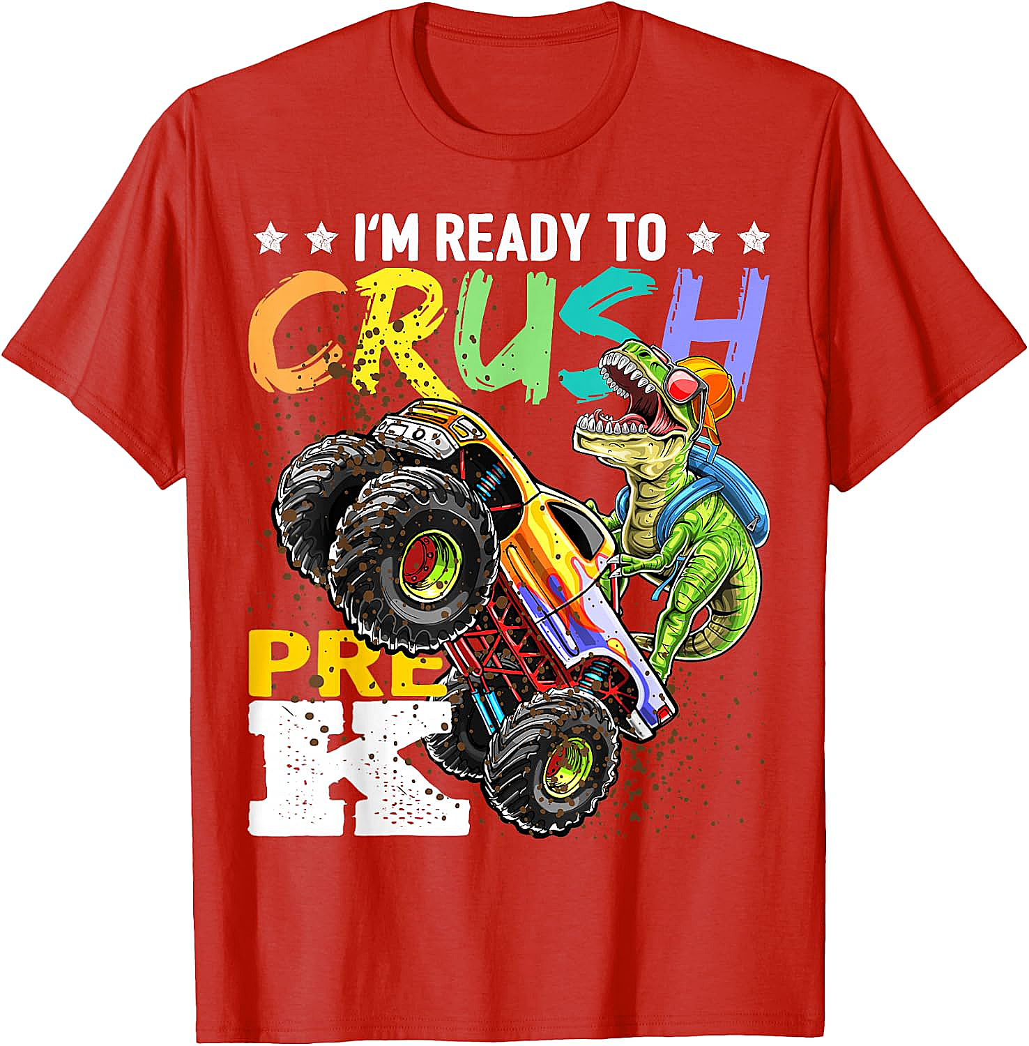 Crush Pre-K Dinosaur Monster Truck T-Shirt - Boys Back to School