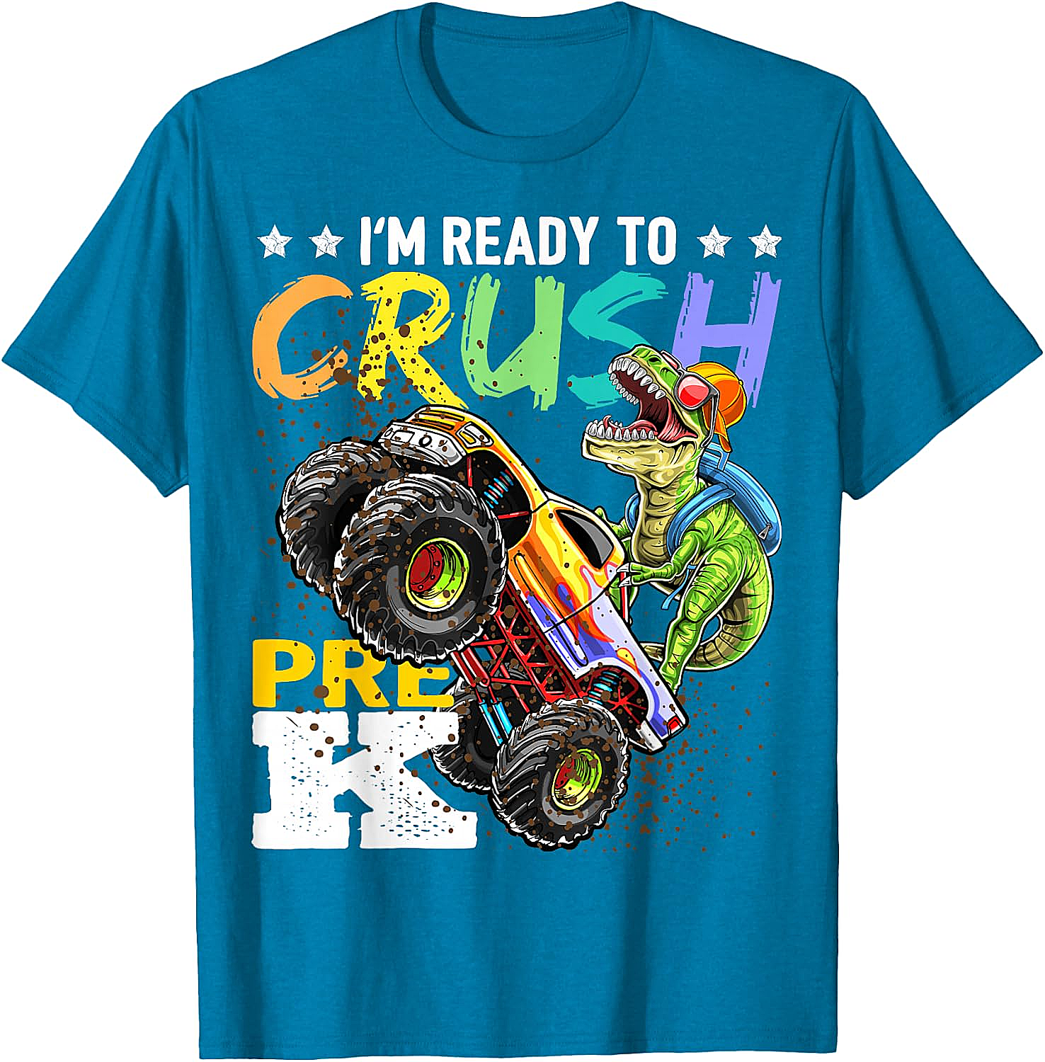 Crush Pre-K Dinosaur Monster Truck T-Shirt - Boys Back to School