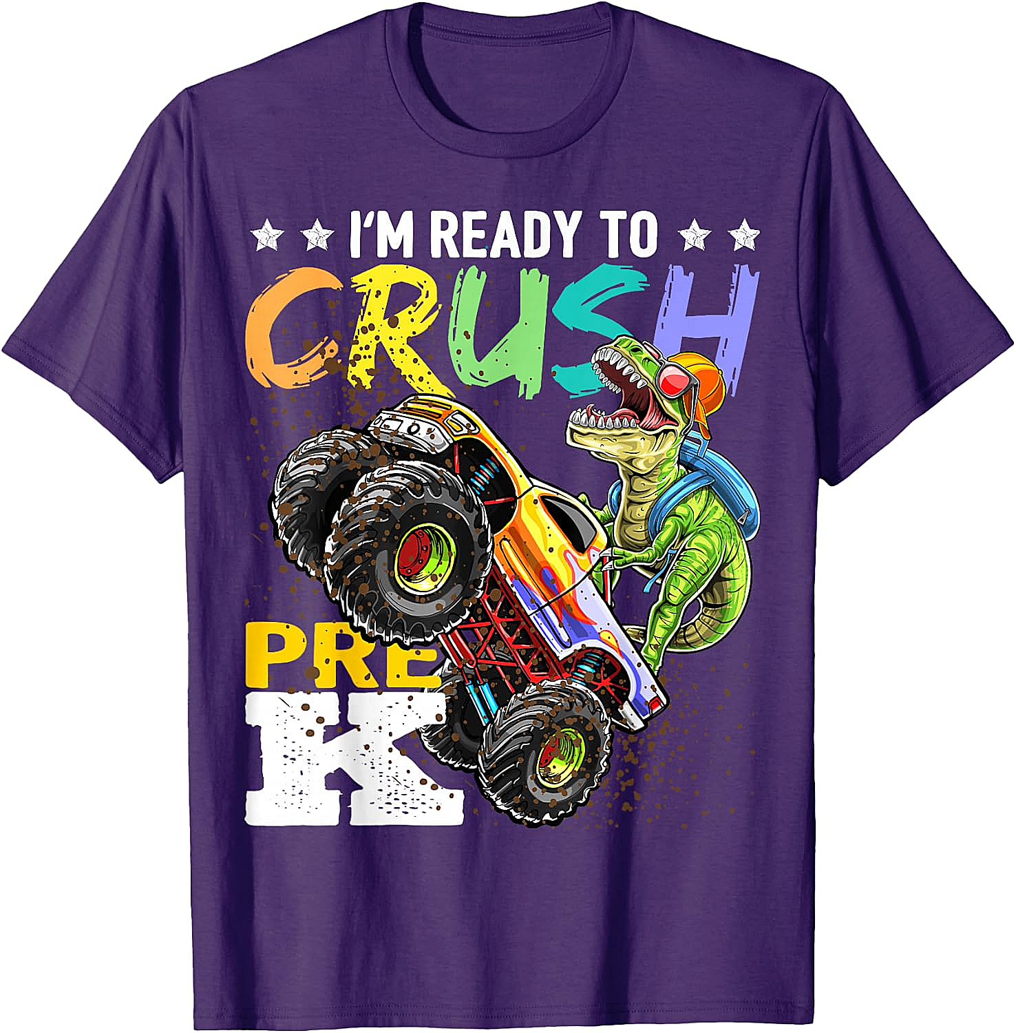 Crush Pre-K Dinosaur Monster Truck T-Shirt - Boys Back to School