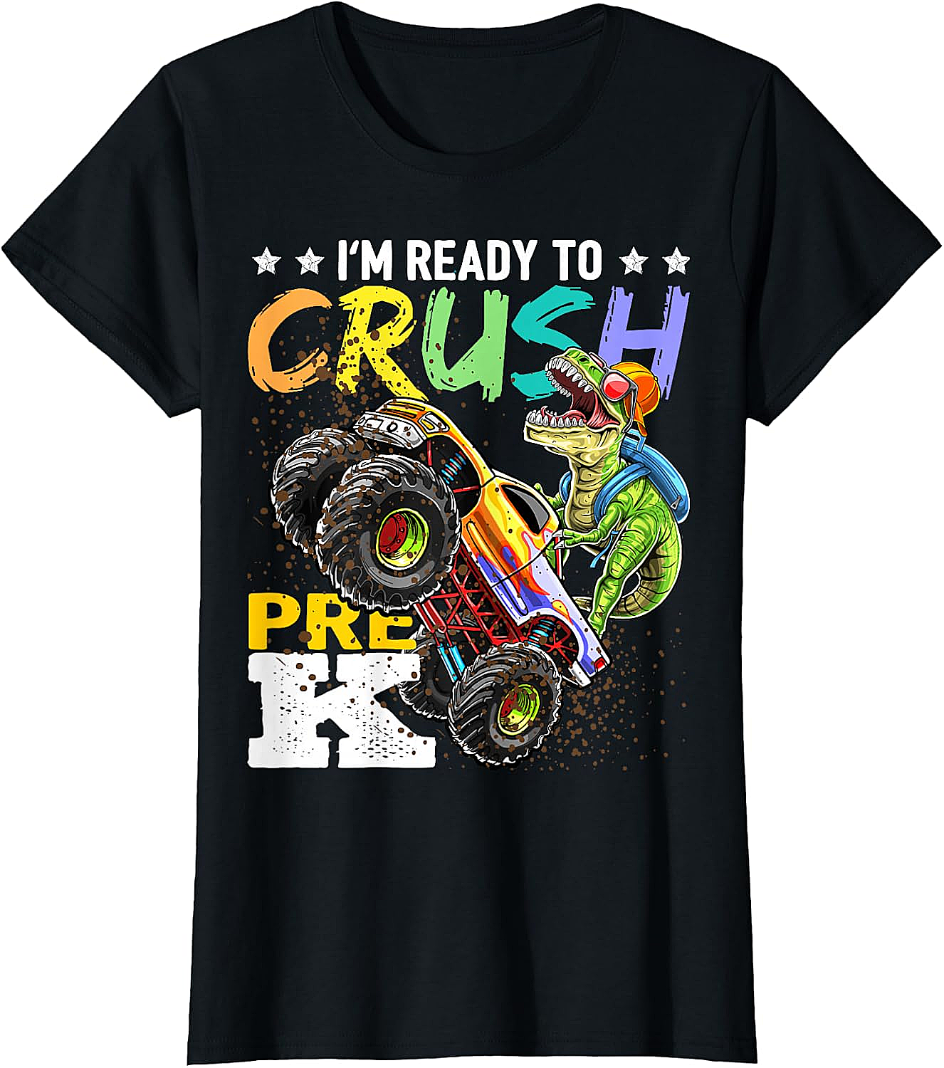 Crush Pre-K Dinosaur Monster Truck T-Shirt - Boys Back to School