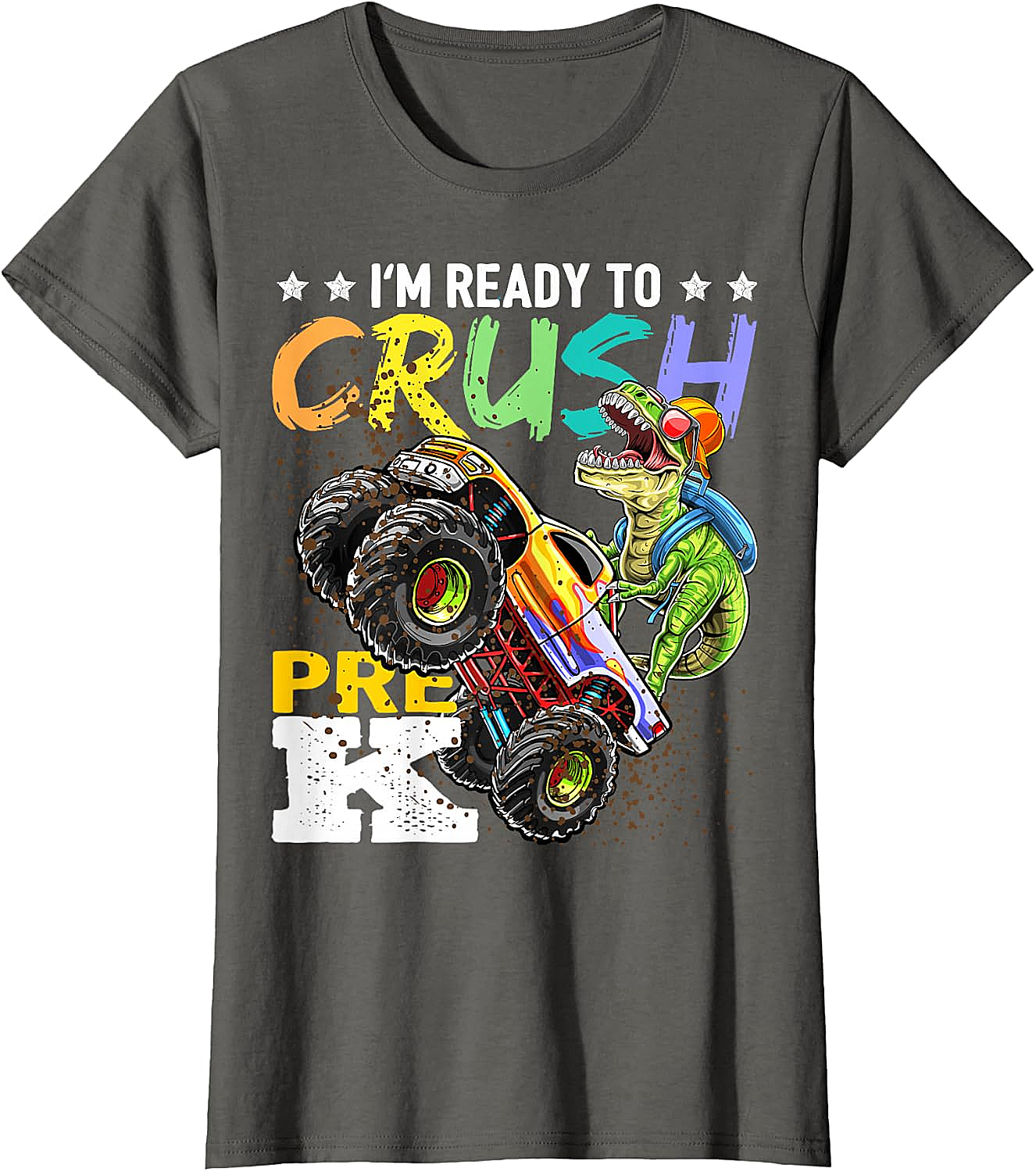 Crush Pre-K Dinosaur Monster Truck T-Shirt - Boys Back to School