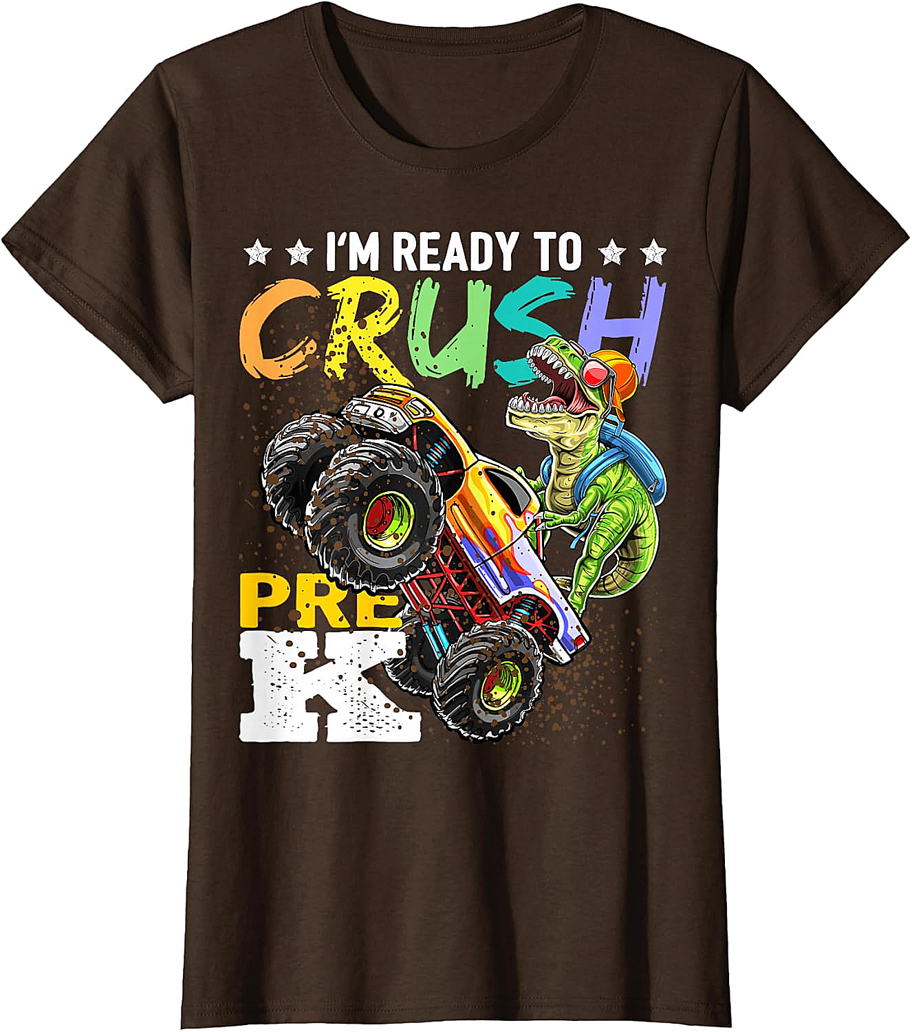 Crush Pre-K Dinosaur Monster Truck T-Shirt - Boys Back to School