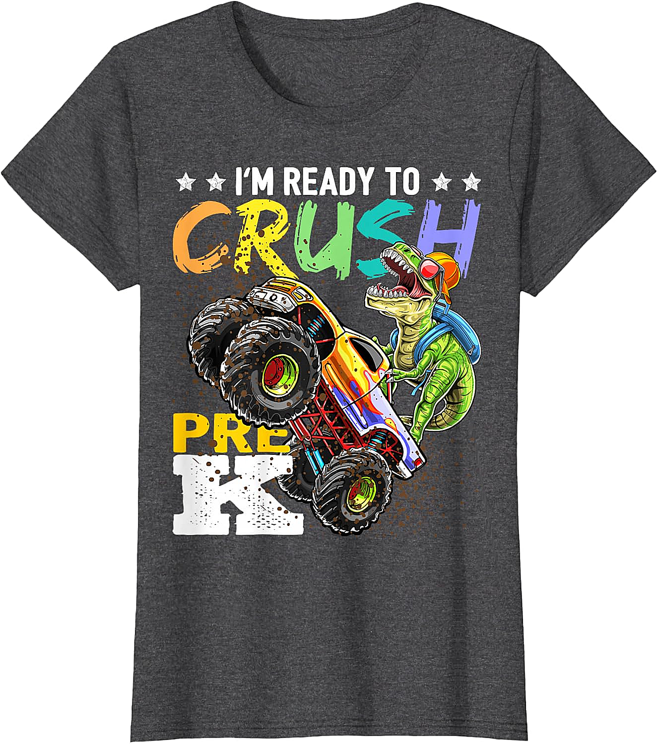 Crush Pre-K Dinosaur Monster Truck T-Shirt - Boys Back to School