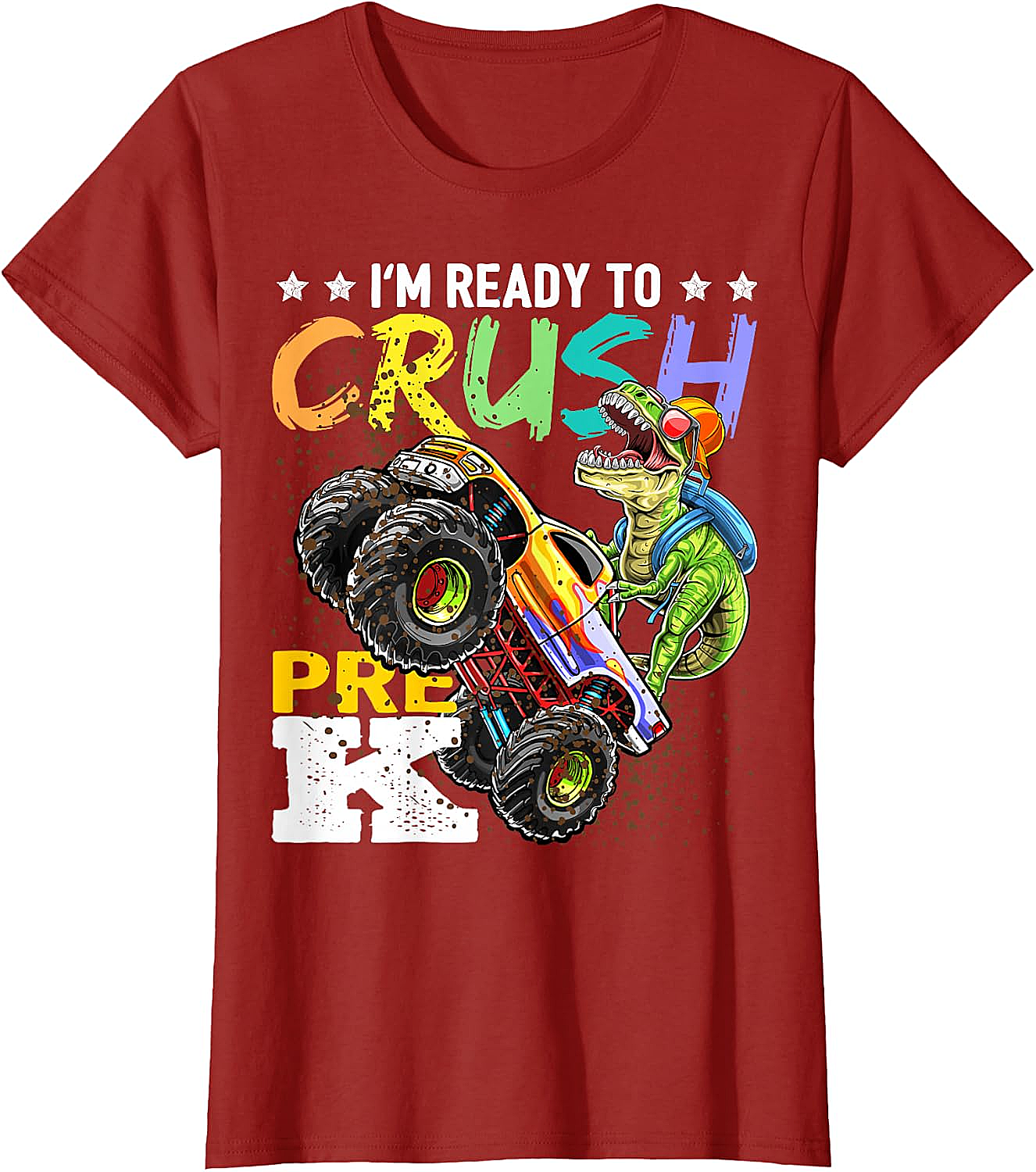 Crush Pre-K Dinosaur Monster Truck T-Shirt - Boys Back to School