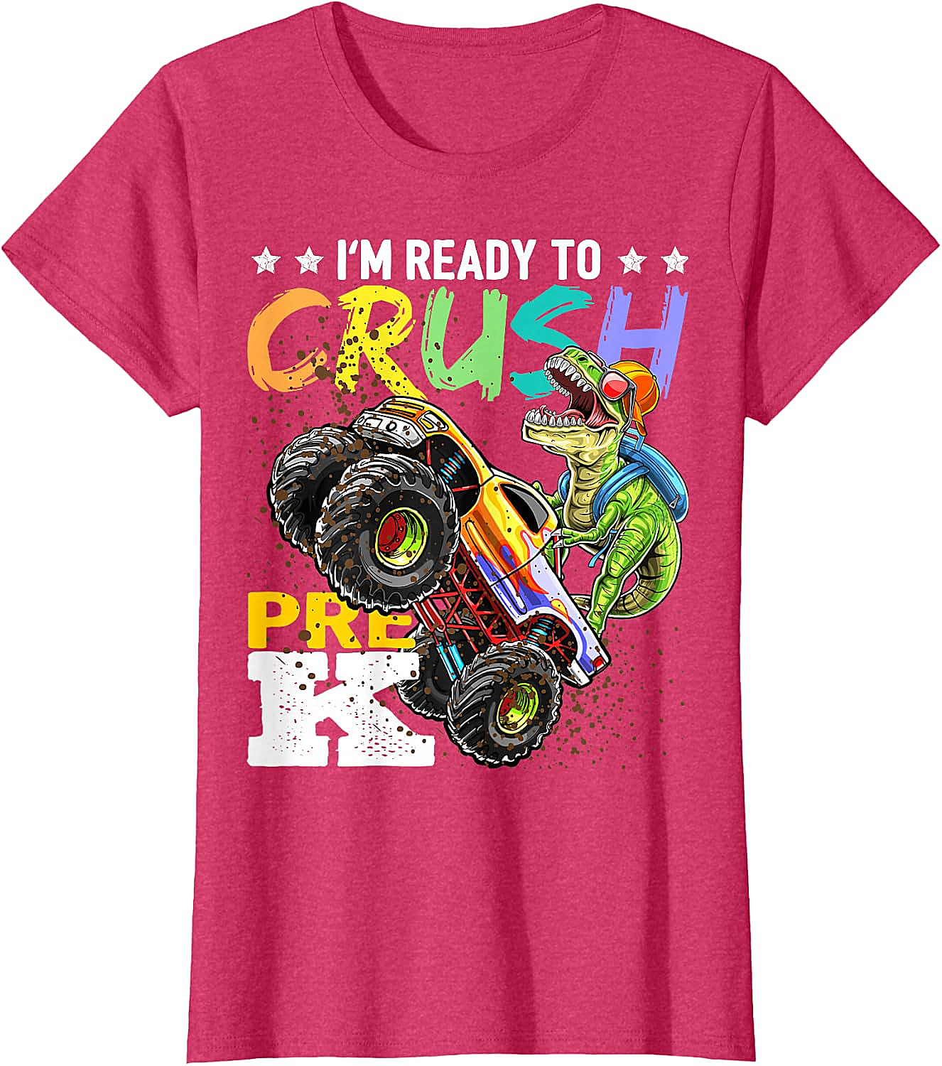 Crush Pre-K Dinosaur Monster Truck T-Shirt - Boys Back to School