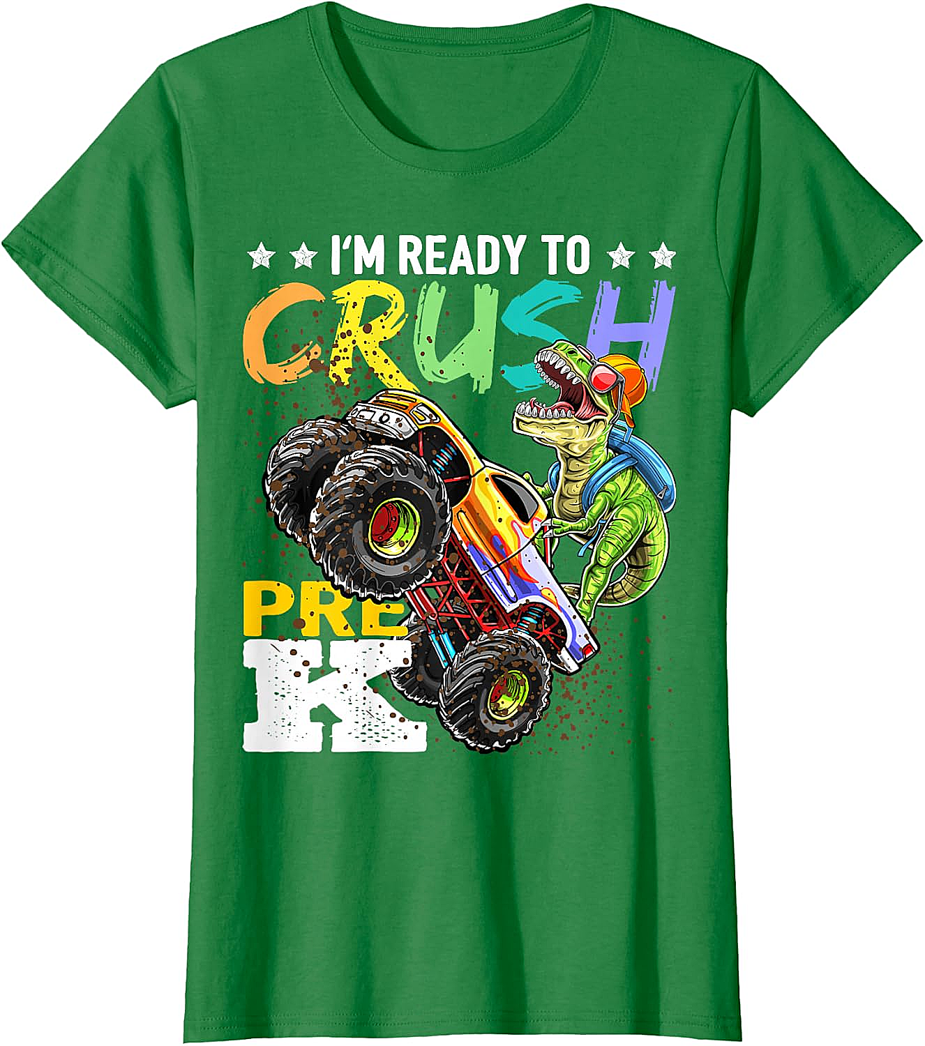 Crush Pre-K Dinosaur Monster Truck T-Shirt - Boys Back to School
