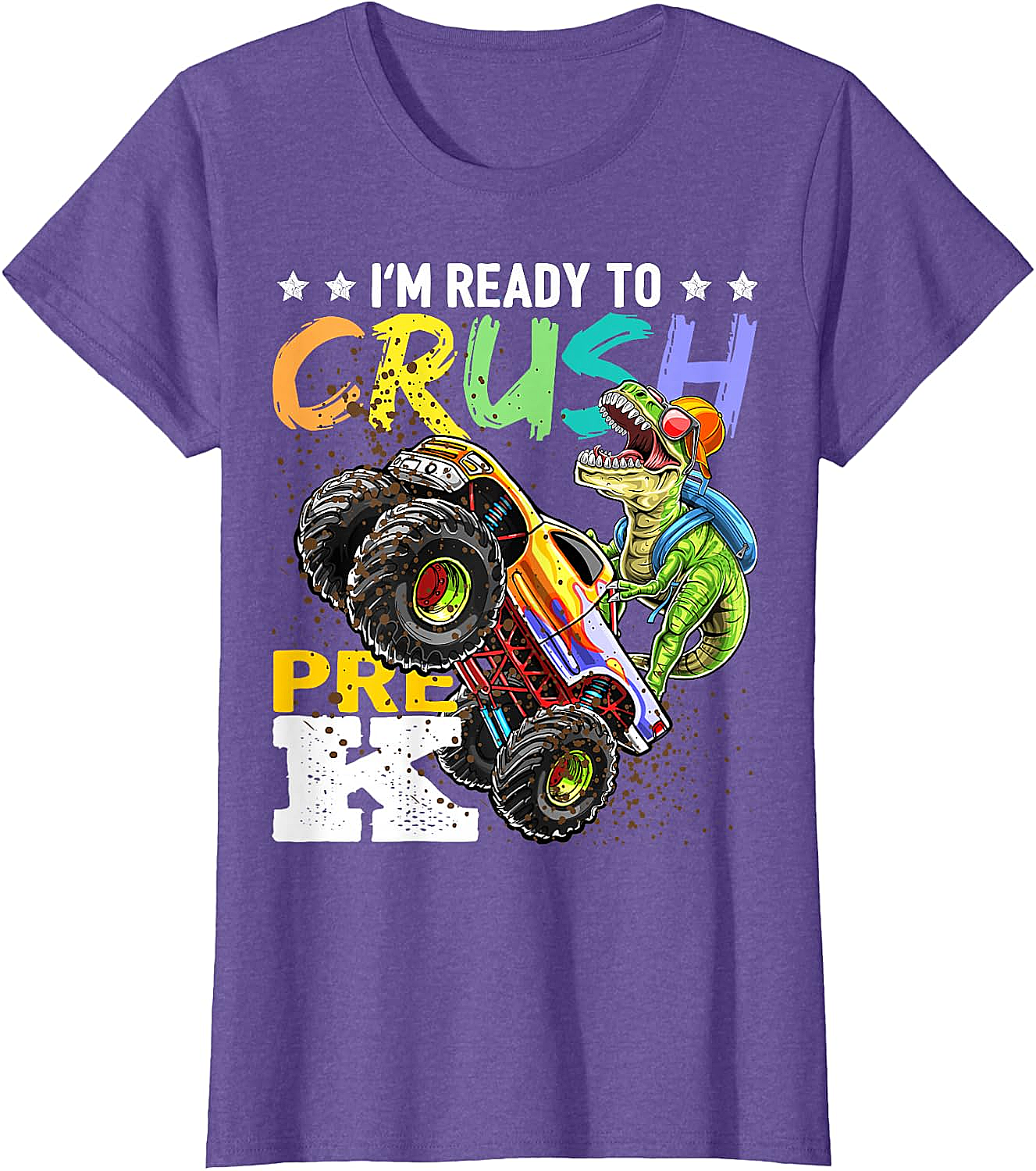 Crush Pre-K Dinosaur Monster Truck T-Shirt - Boys Back to School
