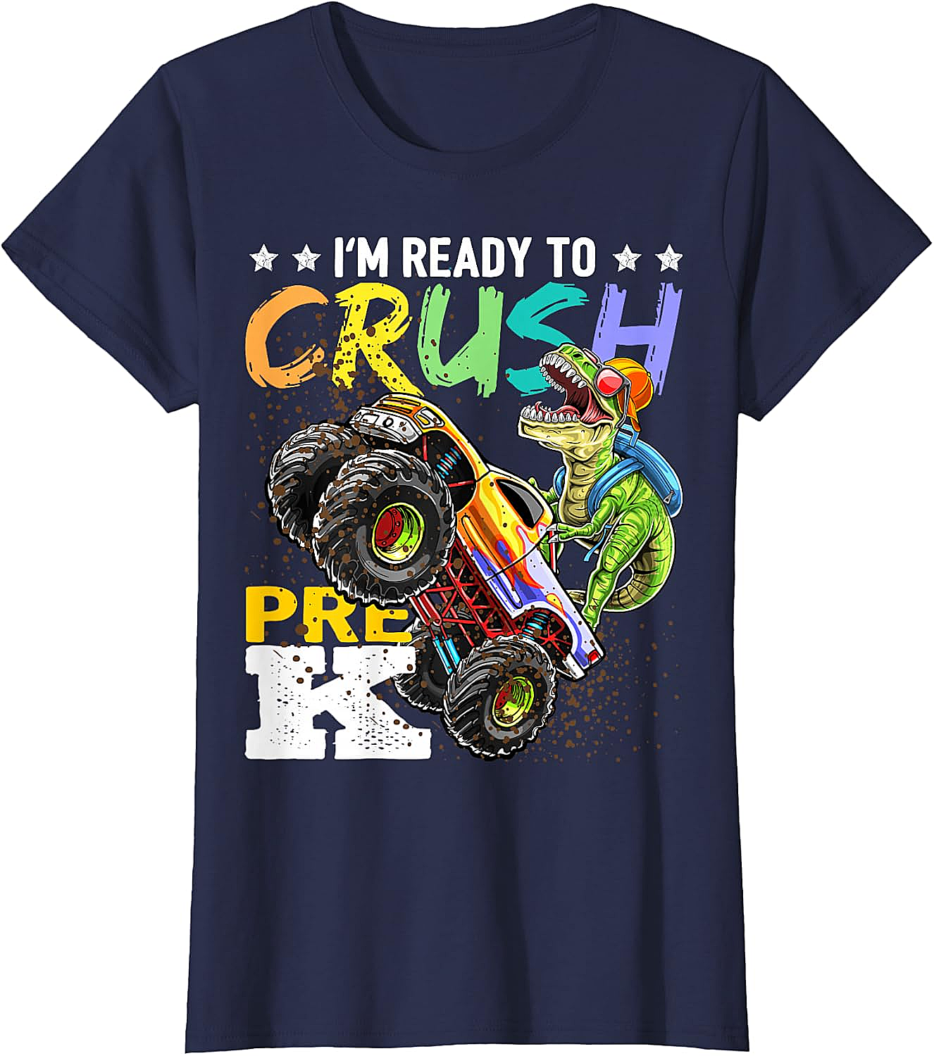 Crush Pre-K Dinosaur Monster Truck T-Shirt - Boys Back to School