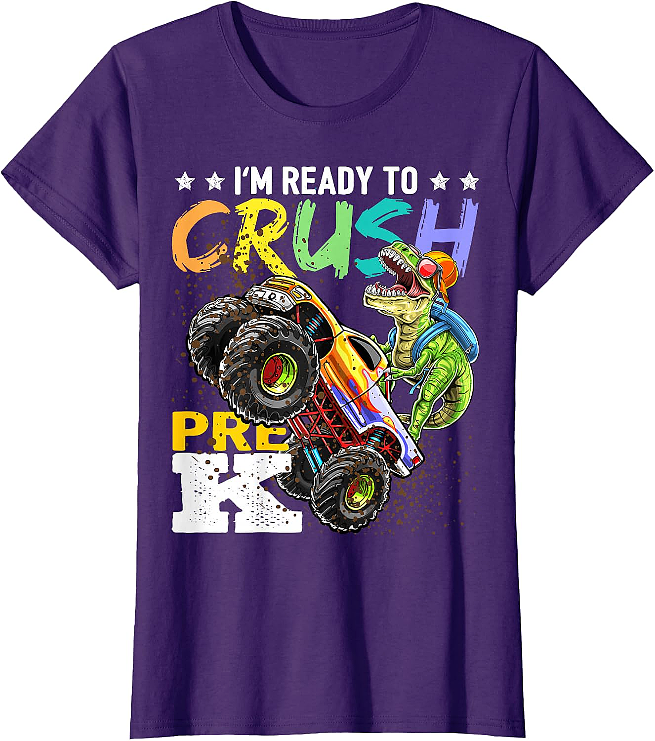 Crush Pre-K Dinosaur Monster Truck T-Shirt - Boys Back to School