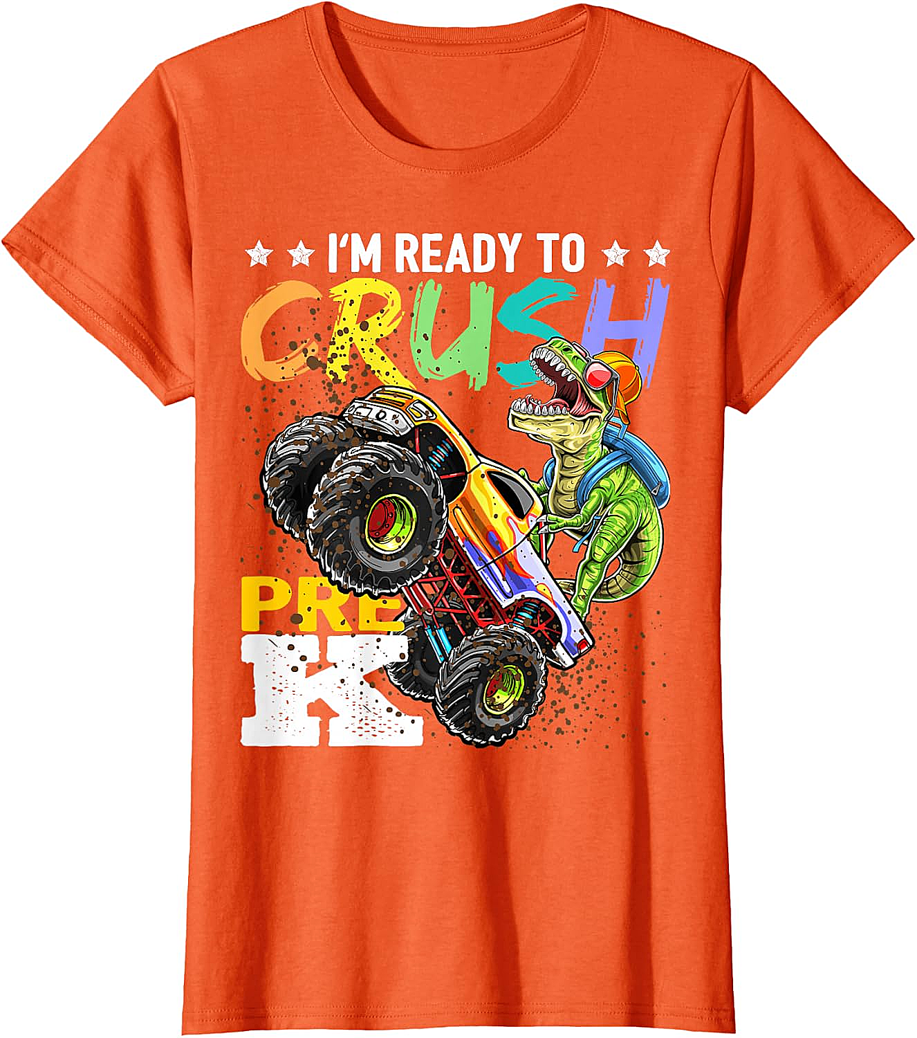 Crush Pre-K Dinosaur Monster Truck T-Shirt - Boys Back to School