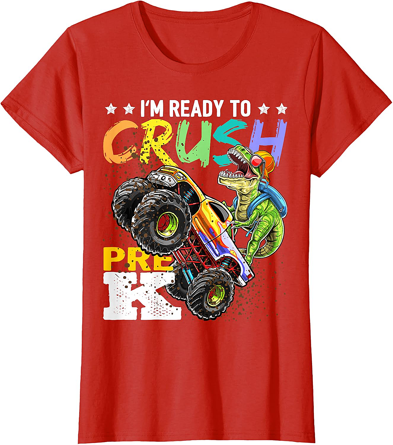 Crush Pre-K Dinosaur Monster Truck T-Shirt - Boys Back to School
