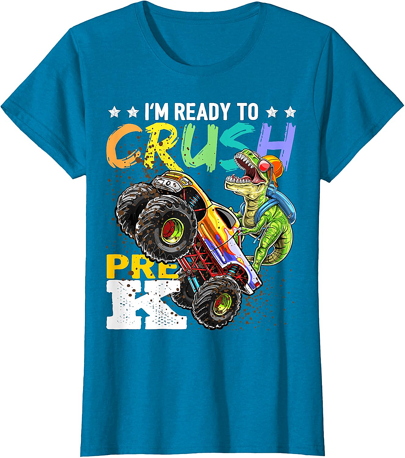 Crush Pre-K Dinosaur Monster Truck T-Shirt - Boys Back to School