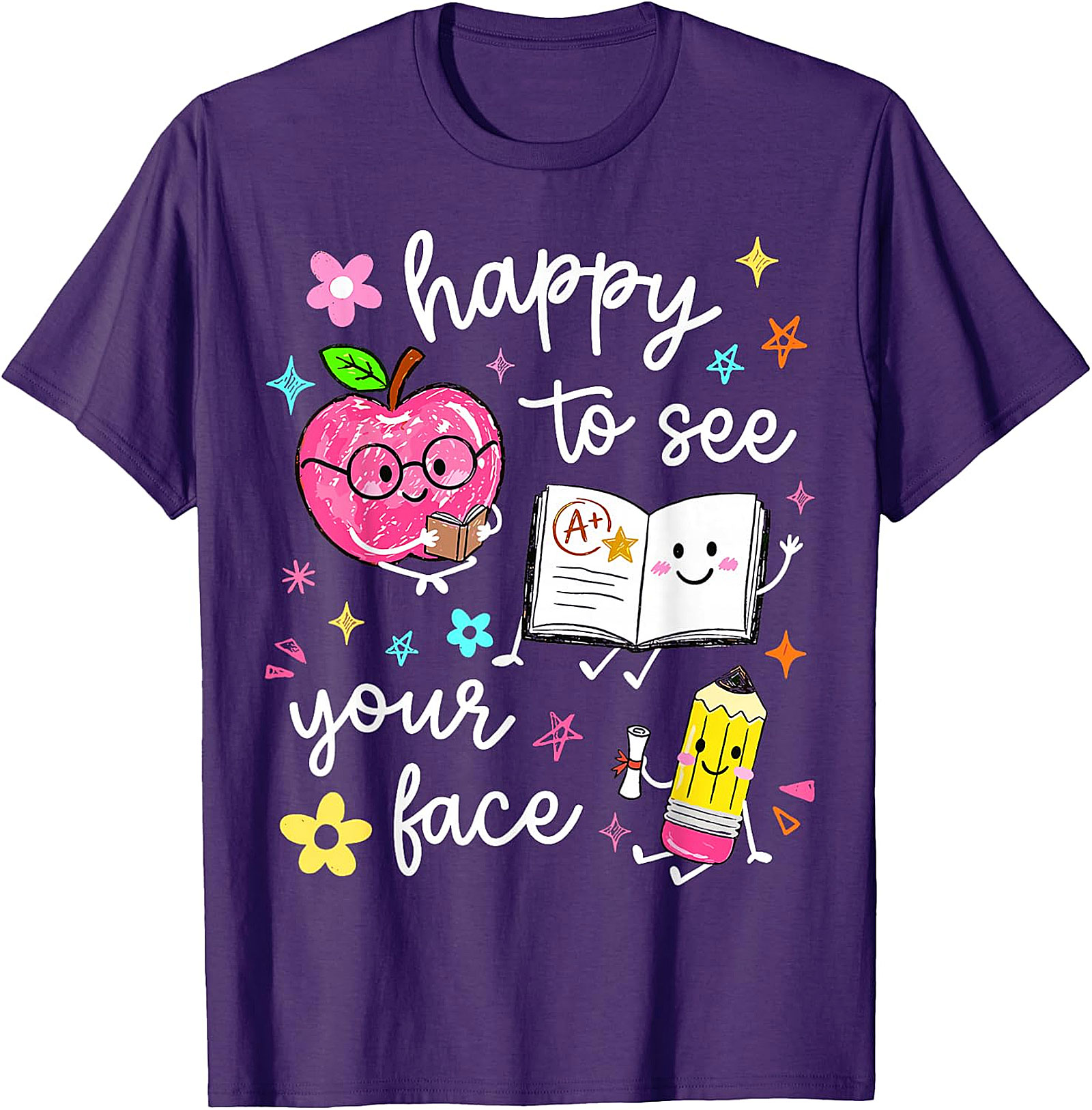 Happy to See Your Face Teacher T-Shirt | Back to School Tee