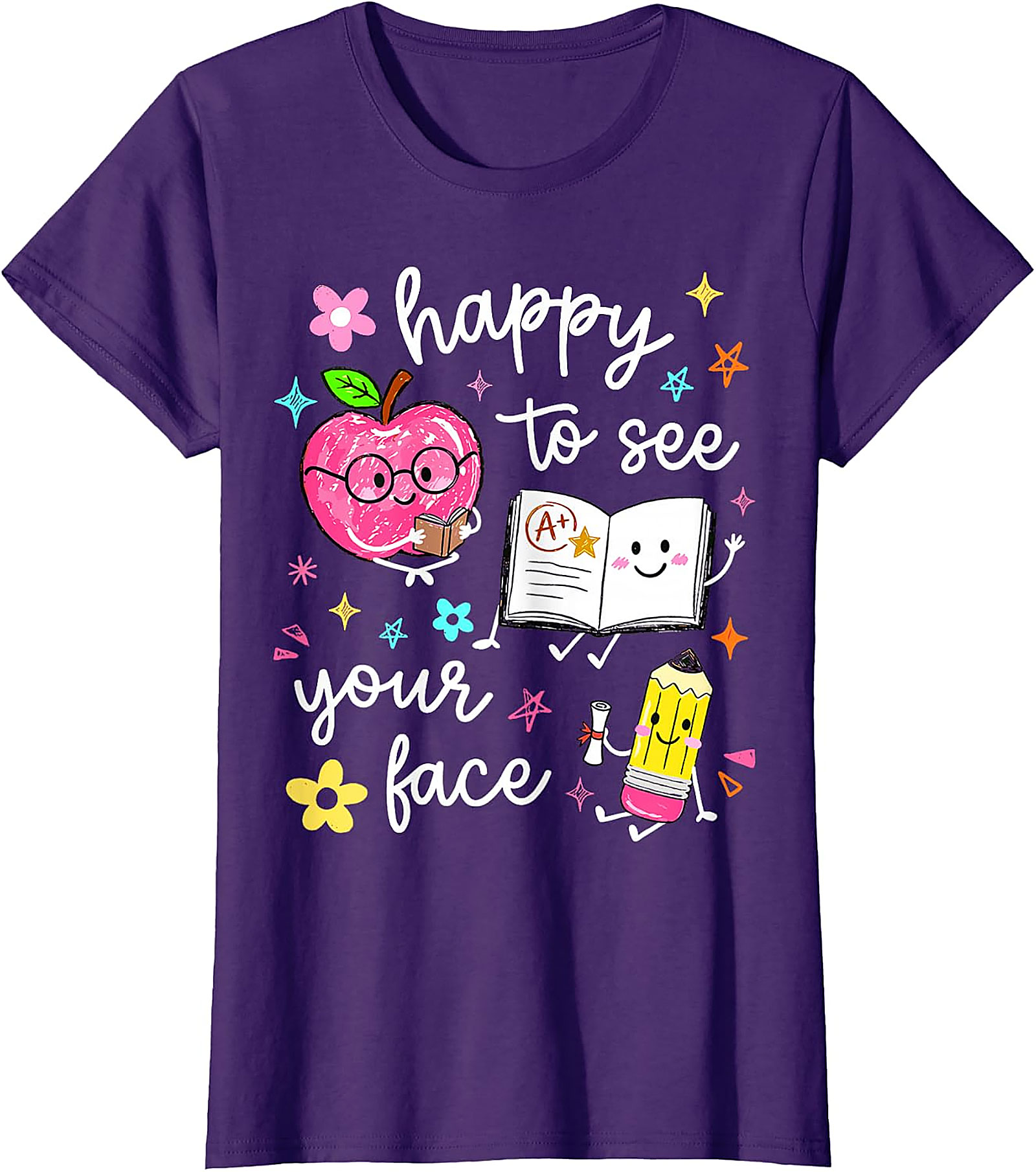 Happy to See Your Face Teacher T-Shirt | Back to School Tee